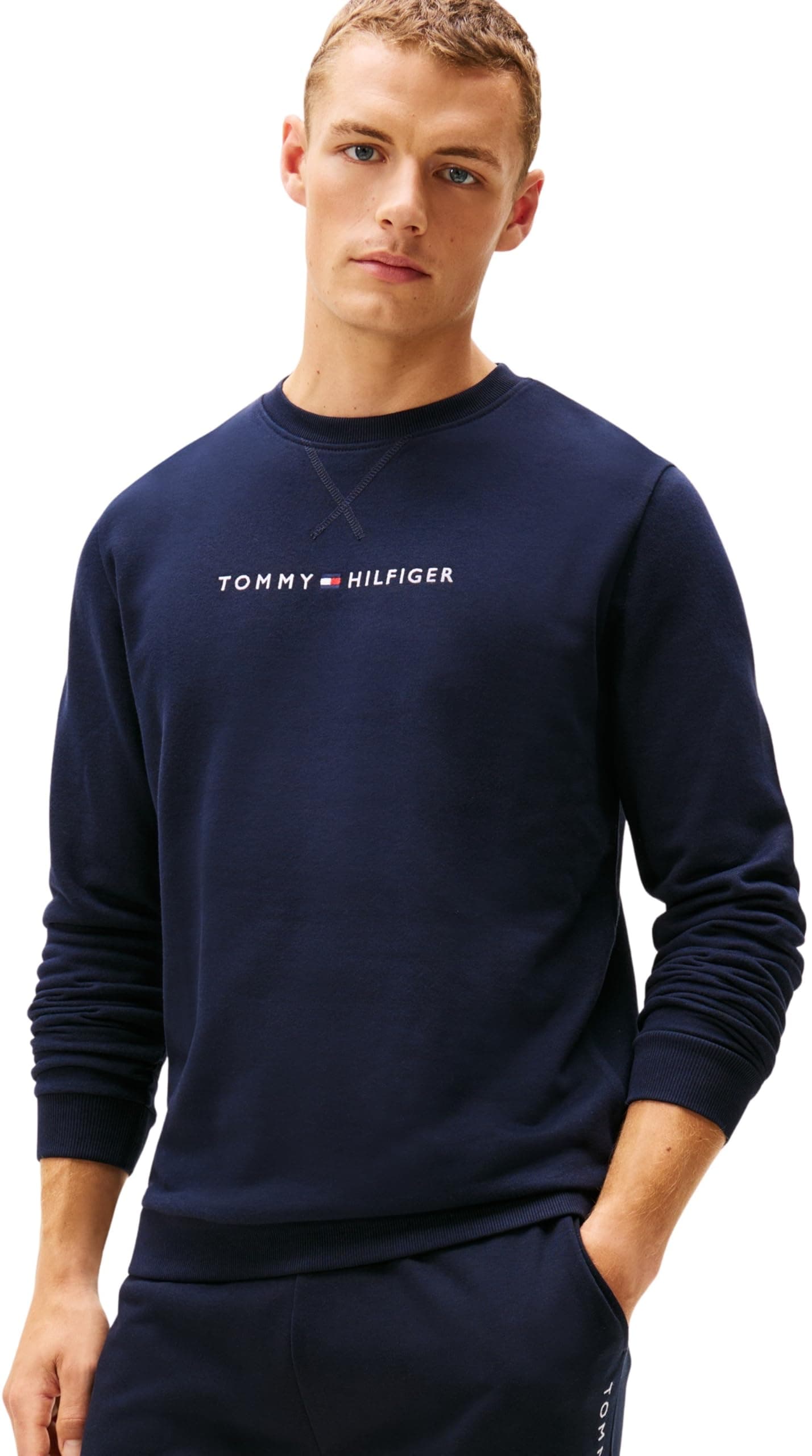 Tommy Hilfiger Herren Sweatshirt Track Top ohne Kapuze L Blue (Desert Sky) Angebot bei HelloDeals