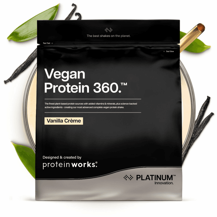 Protein Works | Vegan Protein 360 - Platinum, Vanillecreme, 1kg | Veganes Proteinpulver, Premium 4-Protein-Mix, Omega 3, Elektrolyte, Probiotika, 26 Vitamine & Mineralstoffe, 166 Vorteile Vanilla Crème 28 Shakes (1 kg) Angebot bei HelloDeals