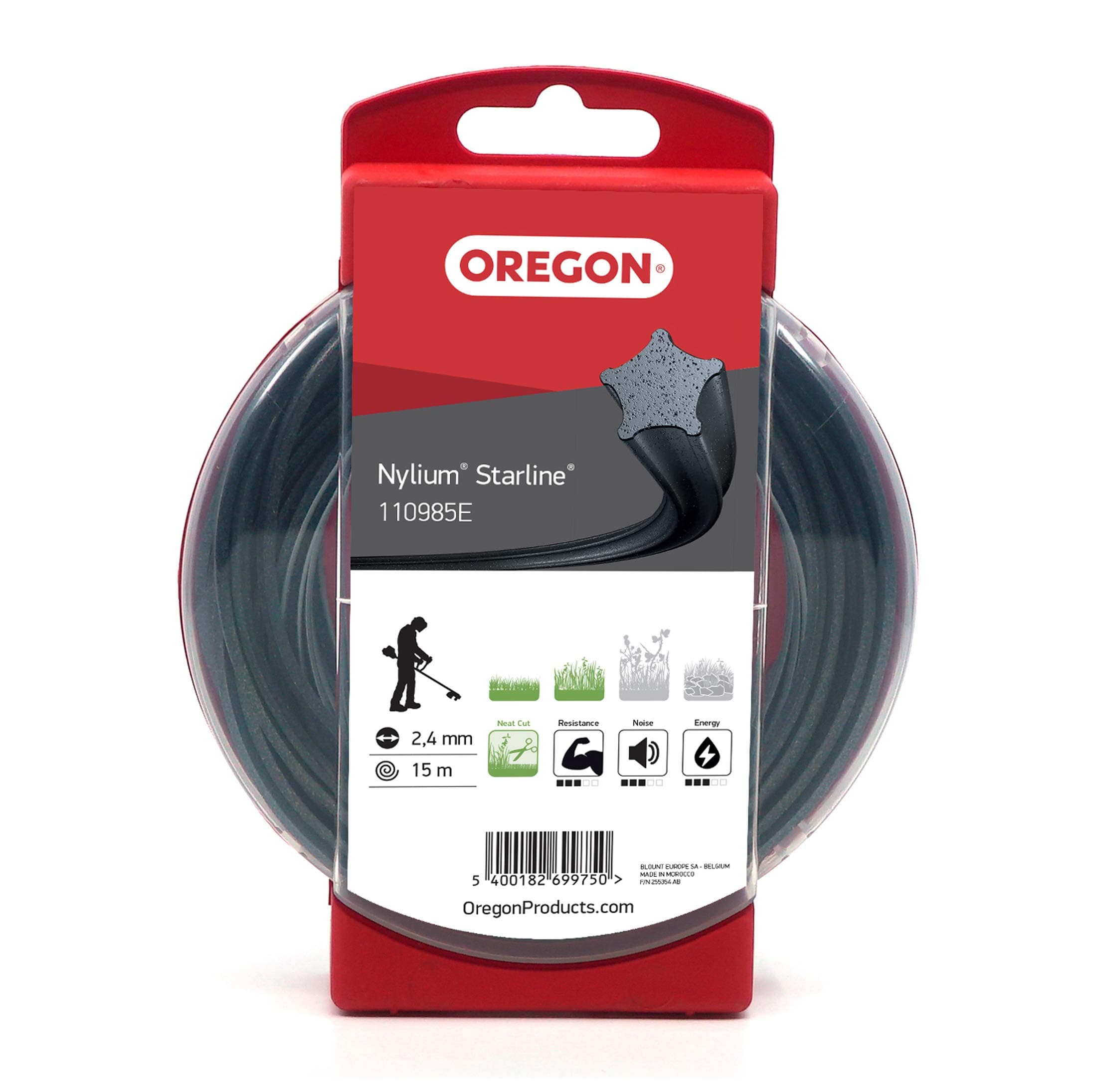 Oregon Sternförmiger Nylon Mähfaden 2,4mm, 2,4 mm x 15 m (110985E) | Für hohes Gras, Unkraut, Rasen und dichte Vegetation, Robuster Profi-Nylonfaden, Für die meisten Rasentrimmer 2.4 mm Angebot bei HelloDeals