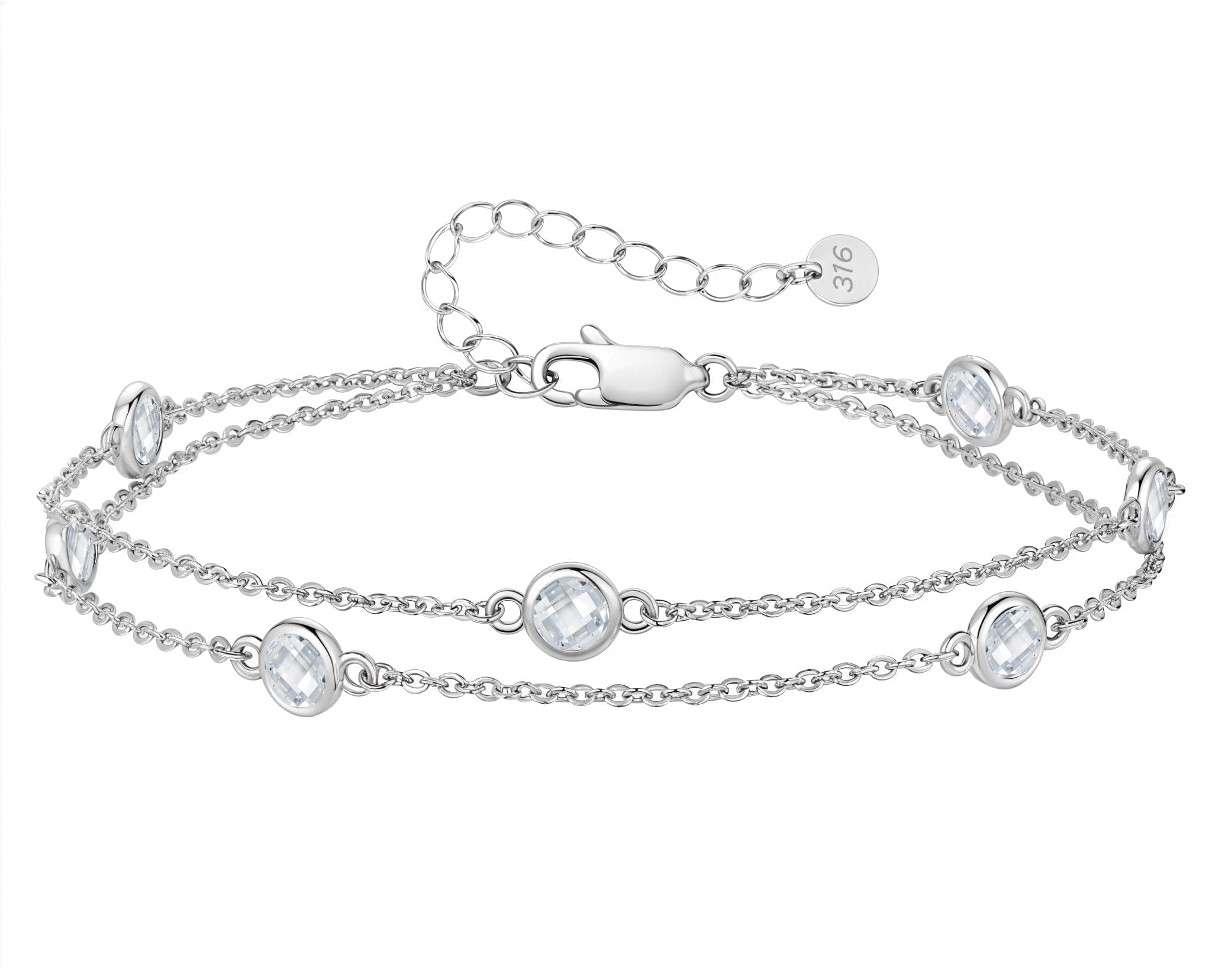 LOUISA SECRET Doppelkette Armband Damen 925 Sterling Silber Zirkonia Gold | Armbänder Verstellbar Valentinstag Muttertag Geburtstags Weihnachten Geschenk für Sie Frauen Freundin mama Stainless Steel-04-Apr Angebot bei HelloDeals
