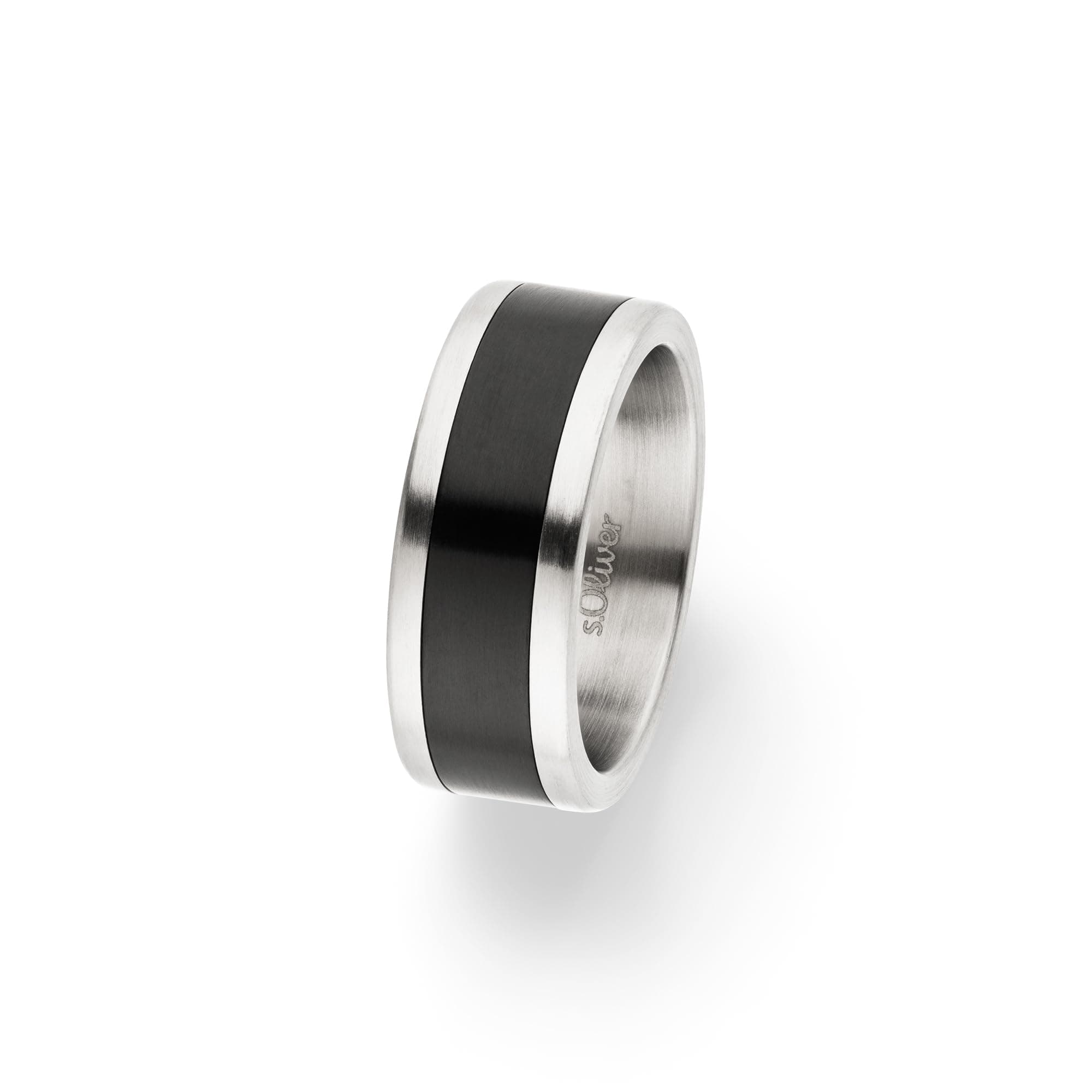 s.Oliver Herren-Herrenring Edelstahl Silber/schwarz 62 Angebot bei HelloDeals