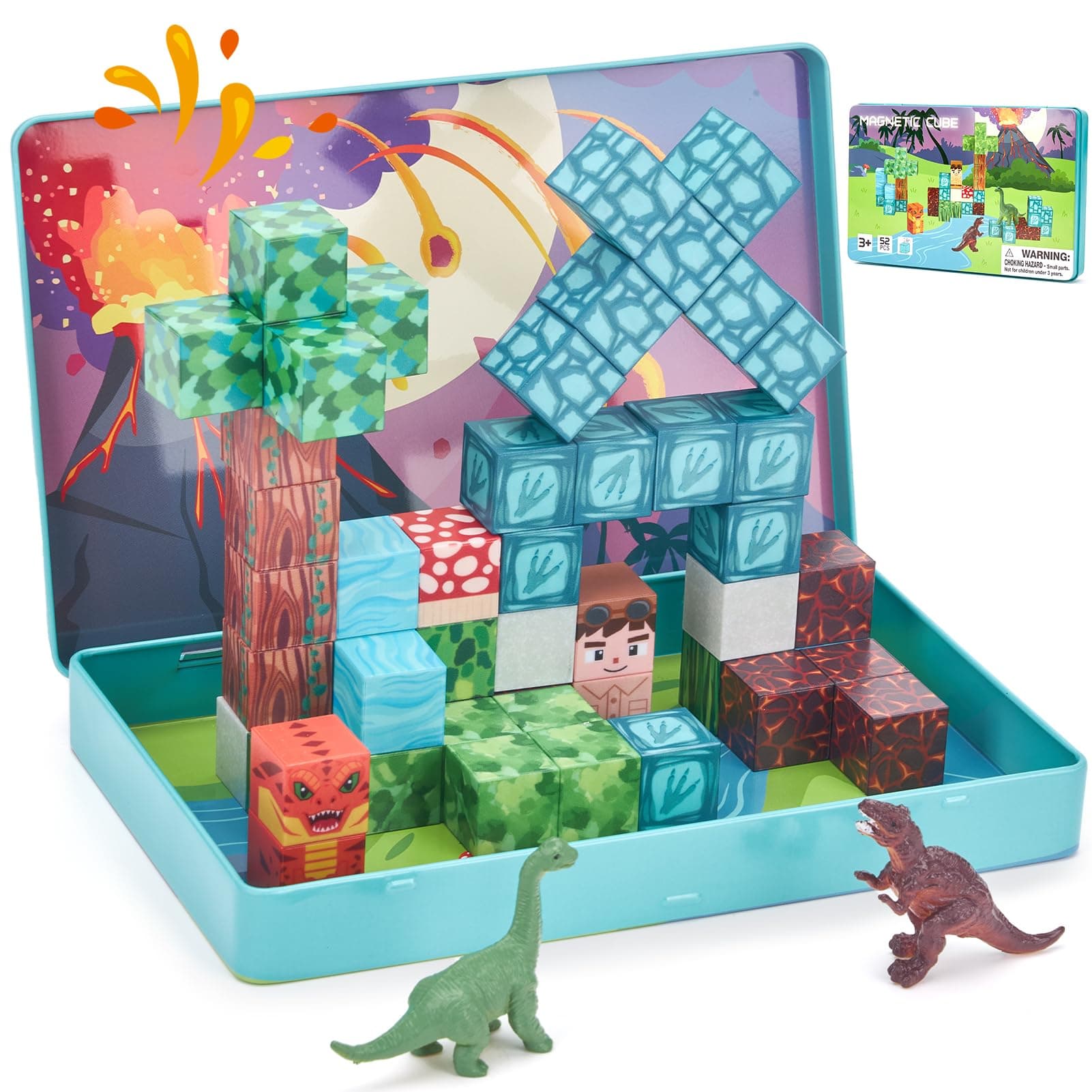 hahaland Mini Magnetische Bausteine ab 3 Jahre, 48PCS & 2 Dino-Figuren | A5 Reiseset Mini Magnetic Building Blocks, STEM Montessori Magnetbausteine, Reisespielzeug für Kinder 3–5 Jahre, Geschenkidee Dinosaurier Angebot bei HelloDeals