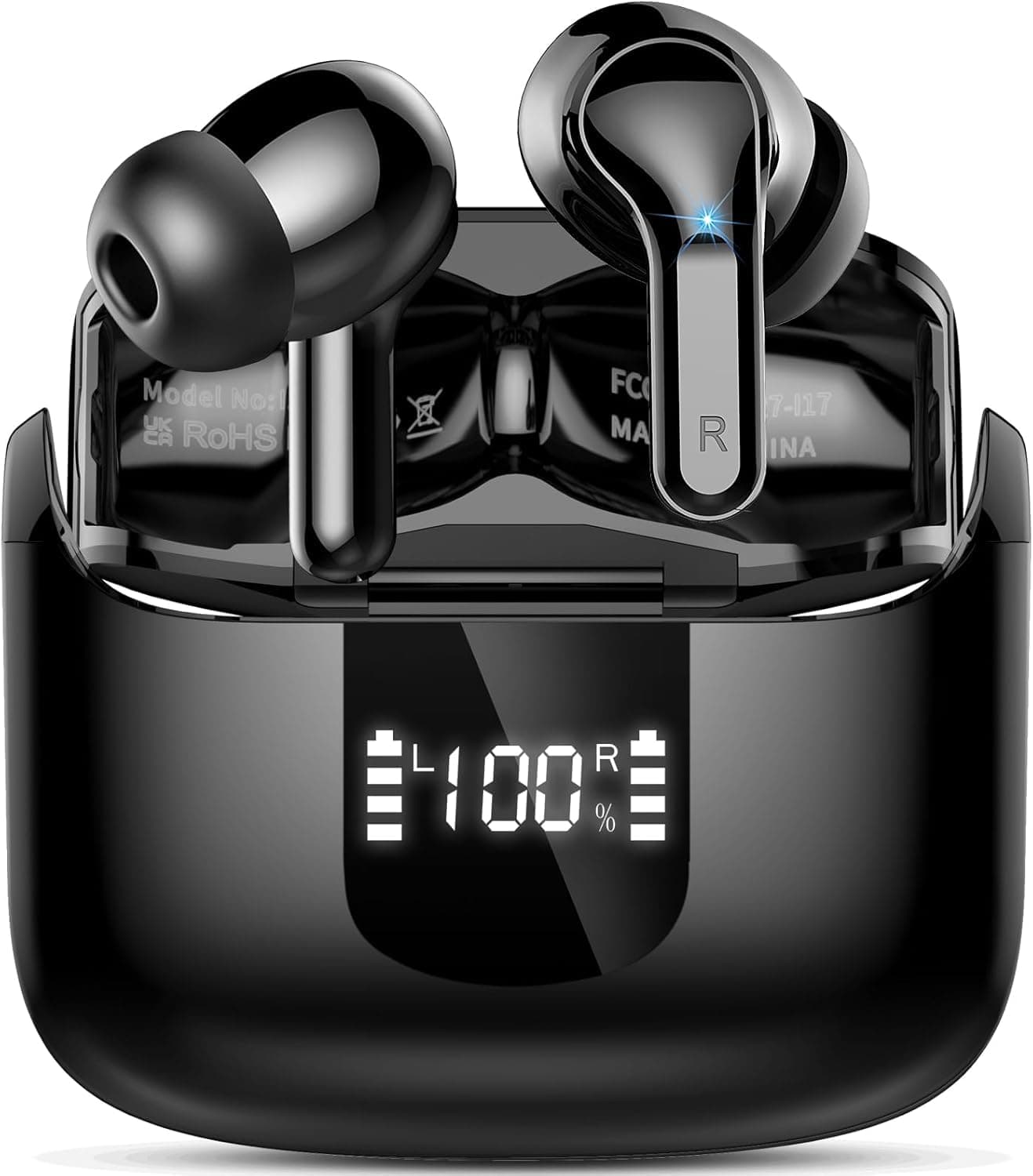 Bluetooth Kopfhörer in Ear, 6D-Stereo 2026 Kopfhörer Kabellos Bluetooth 5.4 | 56Std Tiefer Bass Wireless Earbuds, ENC Noise Cancelling, IP-X7 Wasserdicht Headphones, USB-C Ohrhörer Sport für Android iOS A-Dunkelschwarz PRO Angebot bei HelloDeals