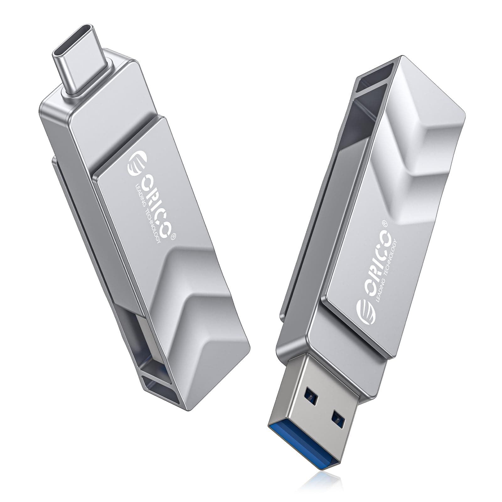 ORICO USB Stick 128GB 150MB/s, USB 3.2 Gen 1, Typ A & USB-C Flash-Laufwerk | Schwenken Memory Stick OTG für Android Smartphones, iPhone 15/16/17, MacBook und iPad, Tablet, Plug & Play GB02-150MB/s 128GB 1 Angebot bei HelloDeals