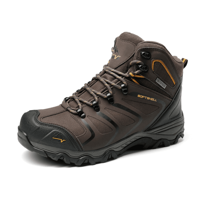 NORTIV 8 Herren Wanderschuhe Armadillo | Rutschfest Langlebig Knöchelhohe Wasserdichte Herausnehmbare stoßdämpfende gepolsterte Einlegesohlen leichte Outdoorschuhe 43 EU Braun Schwarz Angebot bei HelloDeals