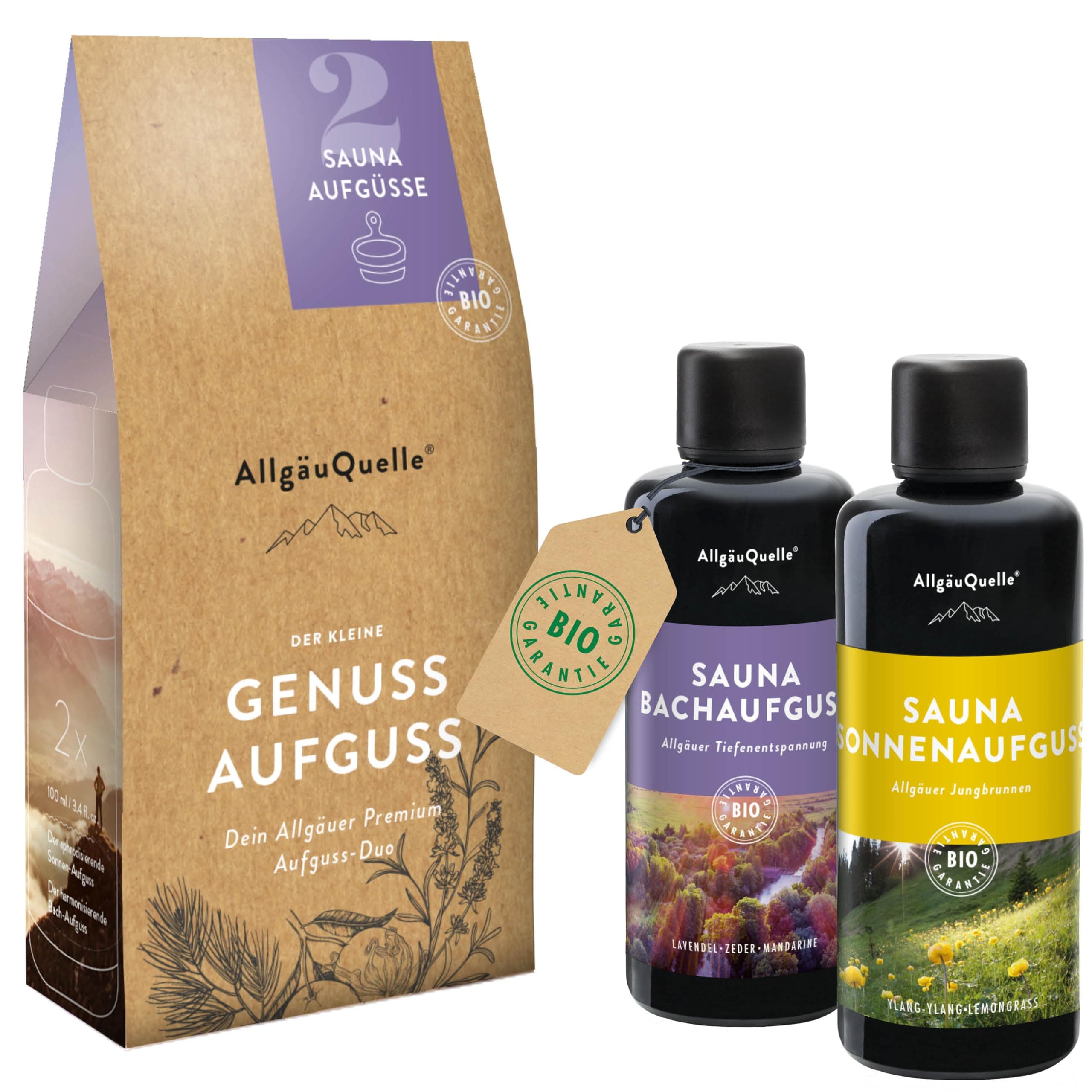 AllgäuQuelle® Saunaaufguss Set Bio Sauna Zubehör 2x100ml Sauna Aufgussmittel 100 ml (2er Pack) Angebot bei HelloDeals