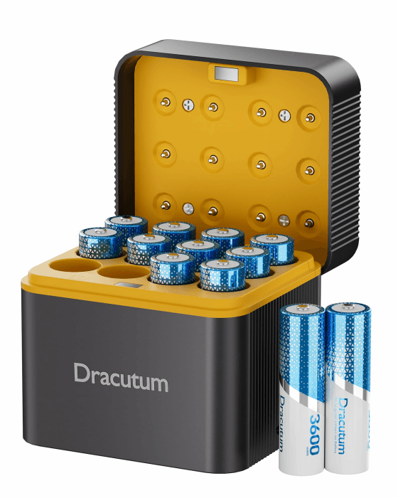 Wiederaufladbare AA Lithium Akkus 12 Pack mit Ladegerät, 1.5V 3600mWh Hohe Kapazität Wiederaufladbare AA Akkus, 2000 Zyklen Lang anhaltende Li-Ion Doubel A Batterien Angebot bei HelloDeals