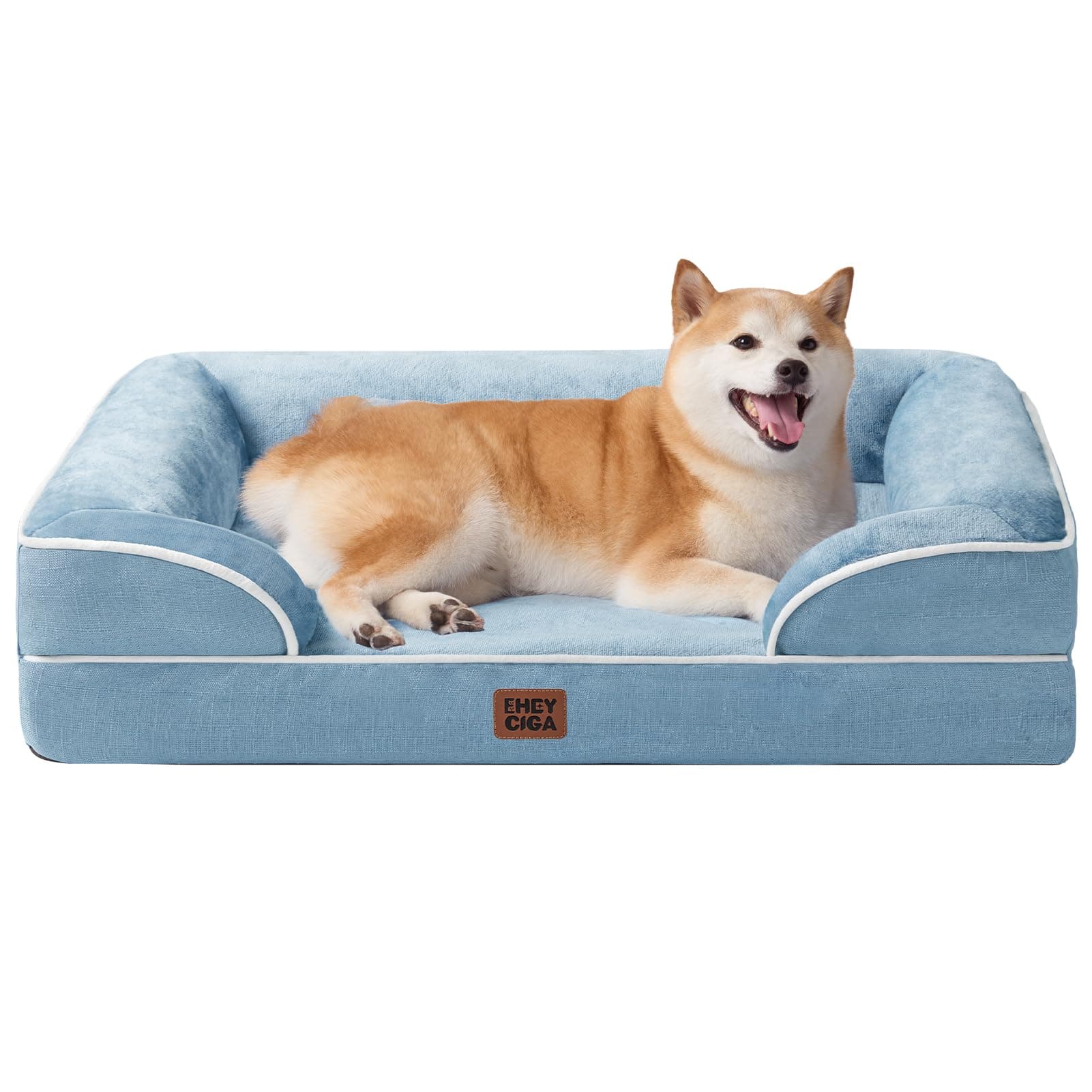 EHEYCIGA Orthopädisches Hundebett Kleine Hunde, 89x56cm, Hellblau | Orthopädischer Eierkistenschaum, Waschbarer und Wasserdichte Bezug, Rutschfester Boden, Reversibles Design, Atmungsaktiv L 89 x B 56 x H 17 cm Hellblau Angebot bei HelloDeals