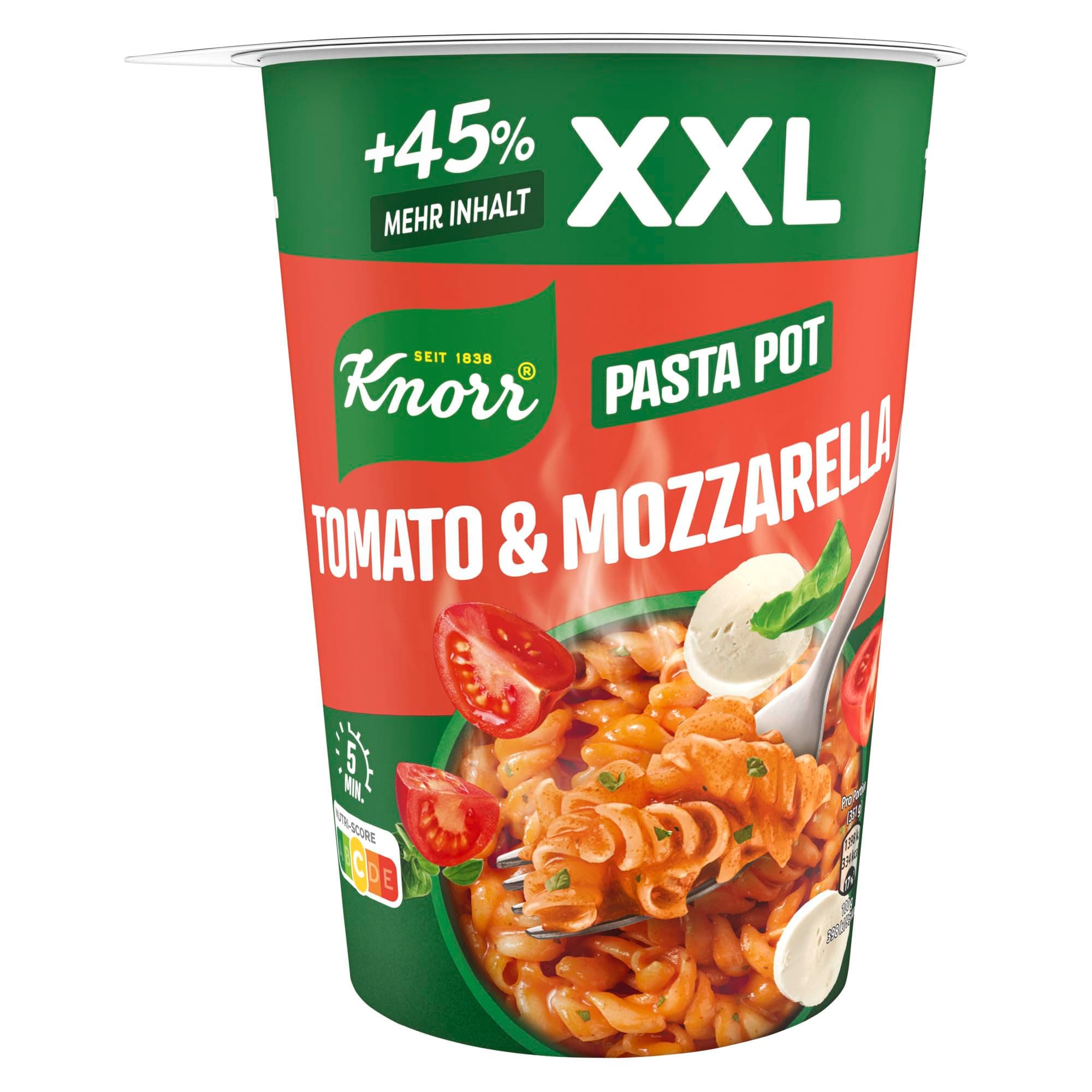 Knorr Tomato & Mozzarella XXL Pasta Pot, leckerer Pasta Snack 8 x 93 g Tomato & Mozzarella 93 g (8er Pack) Angebot bei HelloDeals