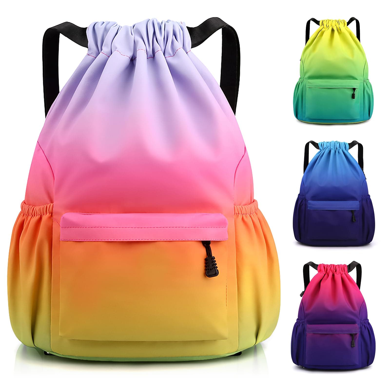 Turnbeutel Sportbeutel Damen Jungen, Wasserdicht Große Kapazität Beutel mit Kordelzug Rucksack, Kordelzugbeutel Turnbeutel Herren Mädchen für Gym Schwimmen Sport, Regenbogen Angebot bei HelloDeals