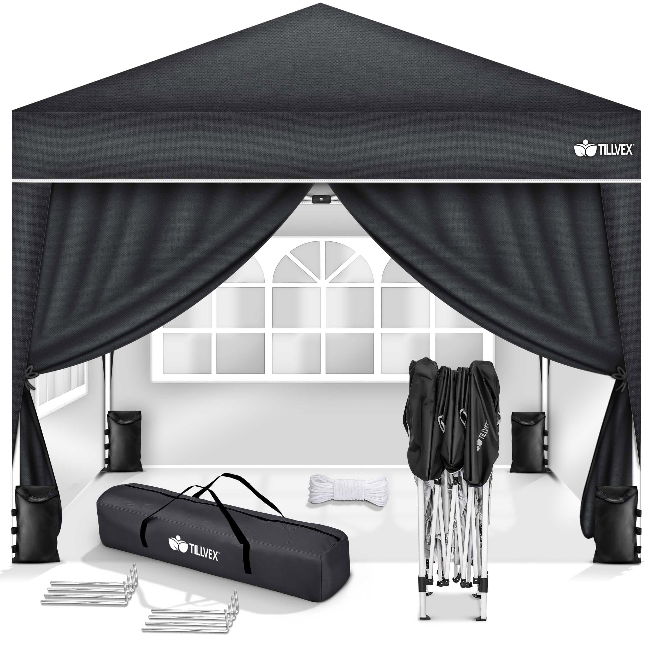 tillvex® Pavillon 3x3m Wasserdicht mit 4 Seitenteilen & 4er Set Sandsäcke | Pop-Up Faltpavillon Stabil & Winterfest | Gartenzelt Höhenverstellbar UV 50+ | Partyzelt mit Tasche Garten Camping Festival 3x3m mit 4 Seitenteilen 3 x 3 m, Anthrazit, mit 4 Wände Angebot bei HelloDeals