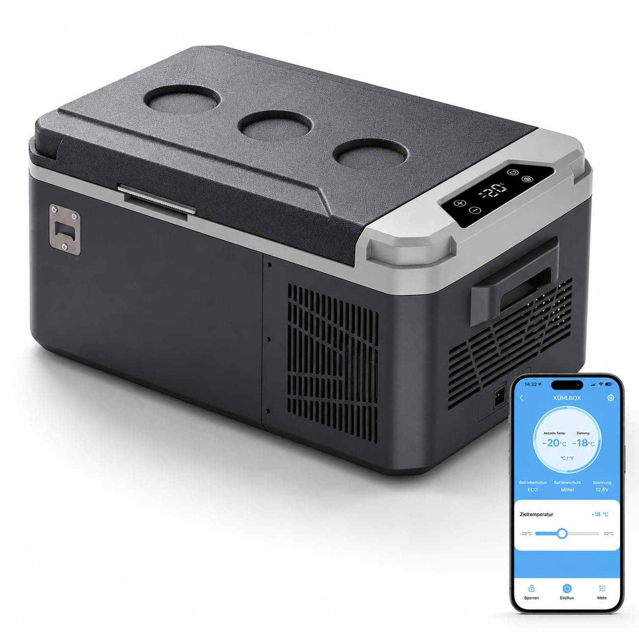 AS 25L Kompressor Kühlbox,12V/24V/230V Kühlbox für Auto und Zuhause, -18°C | Tragbare Elektrische Kühlbox Auto, APP Steuerung, Camping Kühlbox für Auto, LKW und Wohnmobil 25.0 liters Einzonen Angebot bei HelloDeals