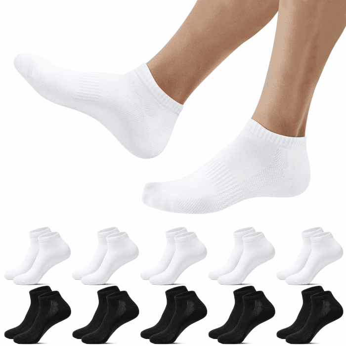 Falechay 10 Paar Sneaker Socken Herren Damen Baumwolle Kurze Sneakersocken | Halbsocken,Sportsocken,Unisex Socks,Schwarz Weiß Grau 43-46 5*Schwarz+5*Weiß Angebot bei HelloDeals