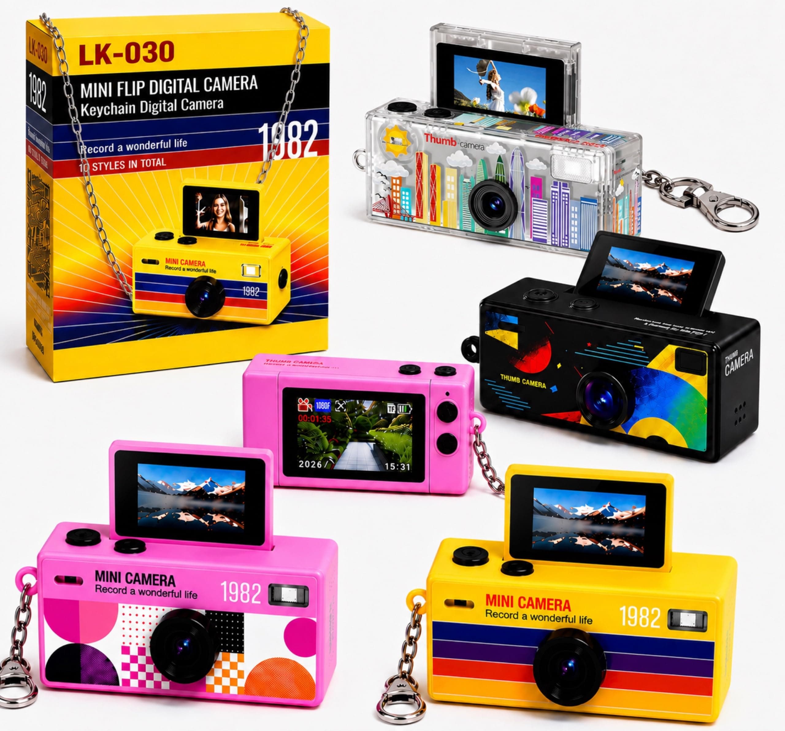 Nano Cam G6 NEW Model 2026 LK-030, Selfie Function, Mini Keychain Digitalkamera mit Flip-Up-Screen, Retro-Design,Retro Cam, bis 128GB (Lemon Yellow) Angebot bei HelloDeals