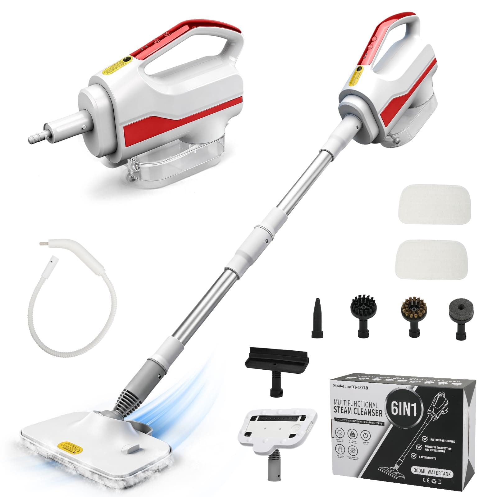 Multifunktionaler Dampfreiniger & Wischmopp – 99,9%* Desinfektion, 3 Dampfstufen, 300 ml Wassertank, für Hartböden und Teppiche 1500W (weiß) Angebot bei HelloDeals