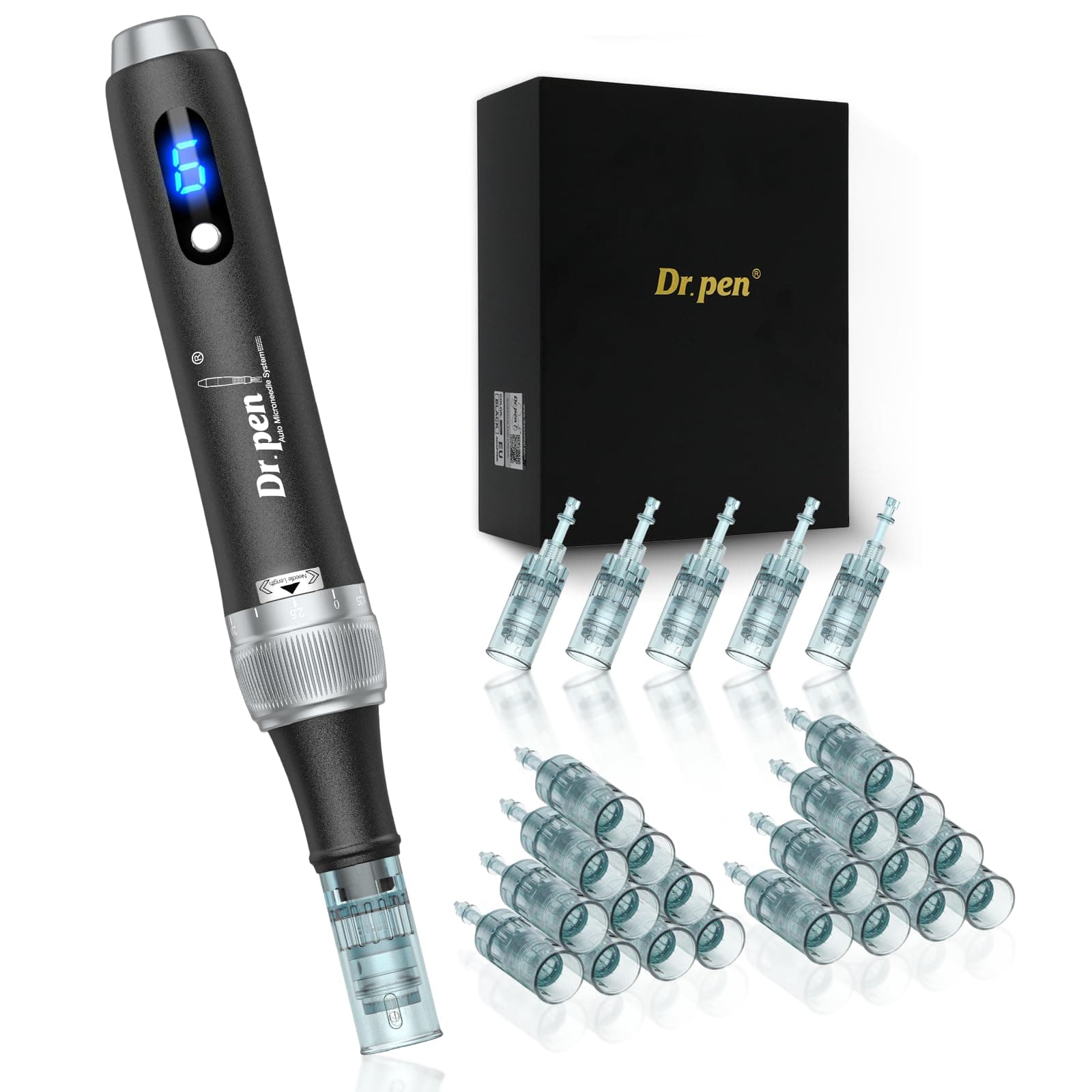 Dr. Pen 2026 Ultima M7S Microneedling Pen, Dermapen mit 25 Ersatzkartuschen | Professioneller Kabellos Microneedling, 6 Stufen und LED-Anzeige, für Haarwachstum, Gesicht, Körper und Hautpflege Negro Angebot bei HelloDeals