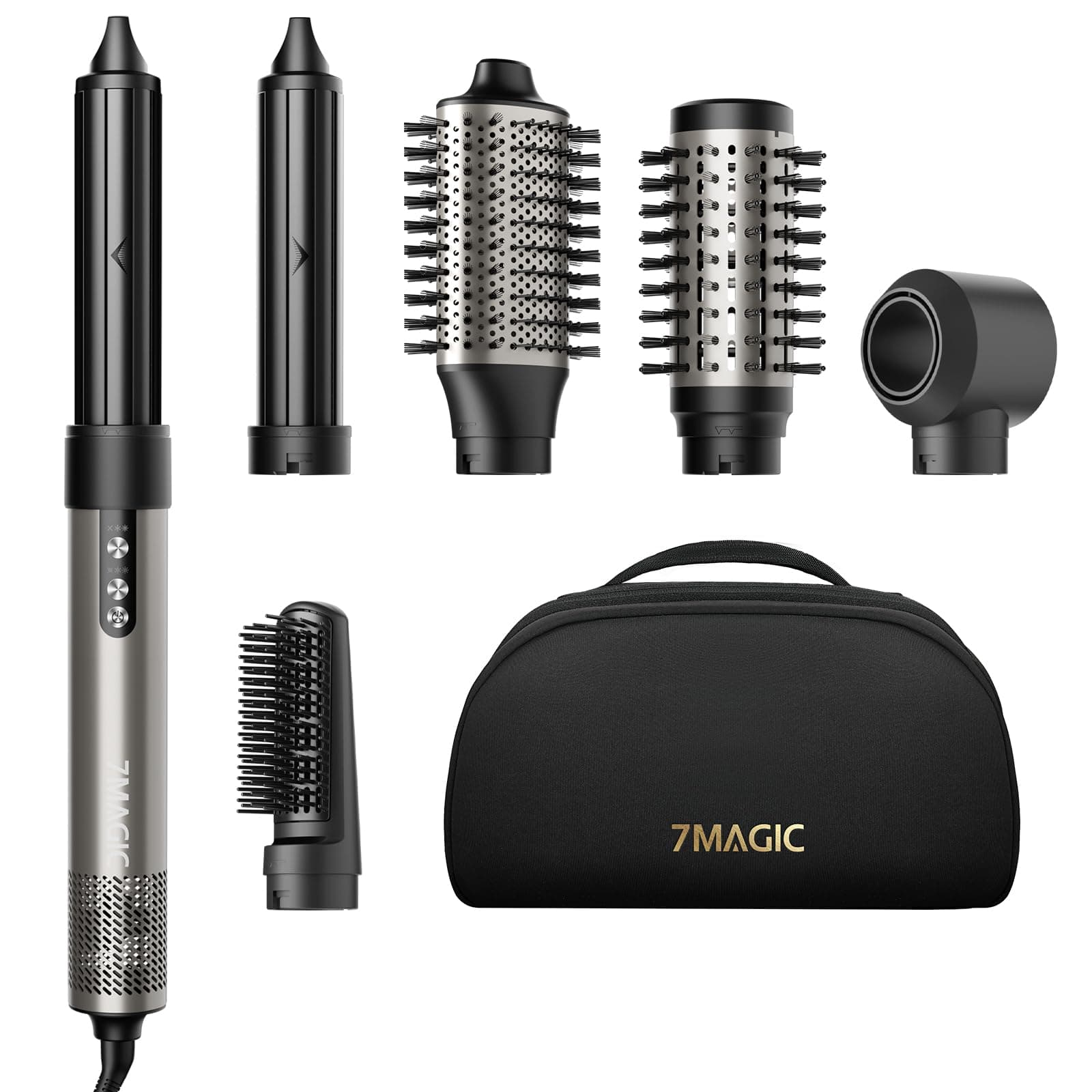 6 in 1 Hairstyler, Ionen Föhn, Lockenstab Automatisch, Ohne Extreme Hitze | Rundbürstenföhn, Coanda-Effekt, Ionen-Technologie, Schnelles Föhnen, Volumen, Glattes Haar, Salon-Look, für Reisen, Silber 6 in 1 Mondsilber Angebot bei HelloDeals