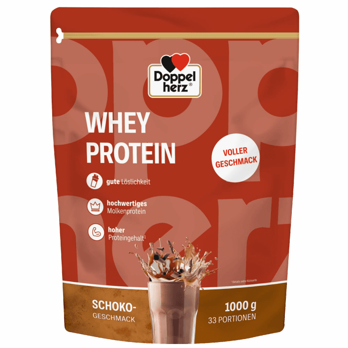 Doppelherz WHEY PROTEIN Schoko – Proteinpulver auf Molkenbasis in bewährter Doppelherz-Qualität 1000g Schokolade 1000 g Angebot bei HelloDeals