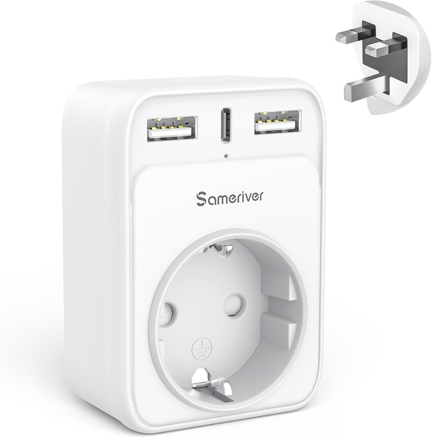 Reiseadapter UK Adapter England Deutschland Stecker Typ G Steckdosenadapter | 4 in 1 Adapter mit 2 USB A 1USB C 1 Schuko AC Steckdosenadapter für England Irland Großbritannien Wand Ladegerät Ladestation 1 PC EU to UK Angebot bei HelloDeals