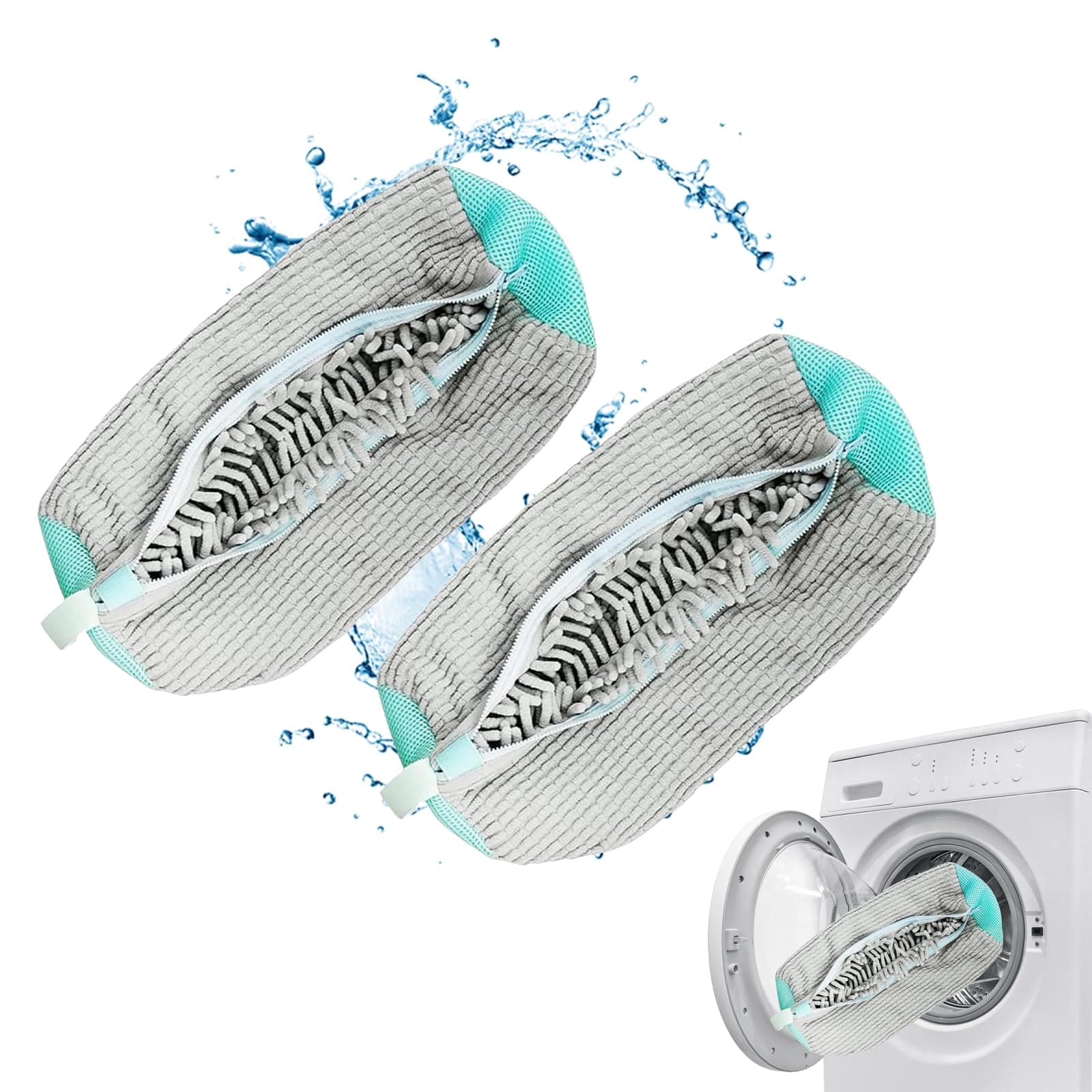 2 Stück Schuhwaschbeutel Waschmaschine, Schuhbeutel Waschmaschine mit 3D Netz, Waschbeutel Schuhe Wiederverwendbar, Schuhsack Waschmaschine mit Reißverschluss, Sneaker Waschbeutel bis EU46 Grau-2pcs Angebot bei HelloDeals