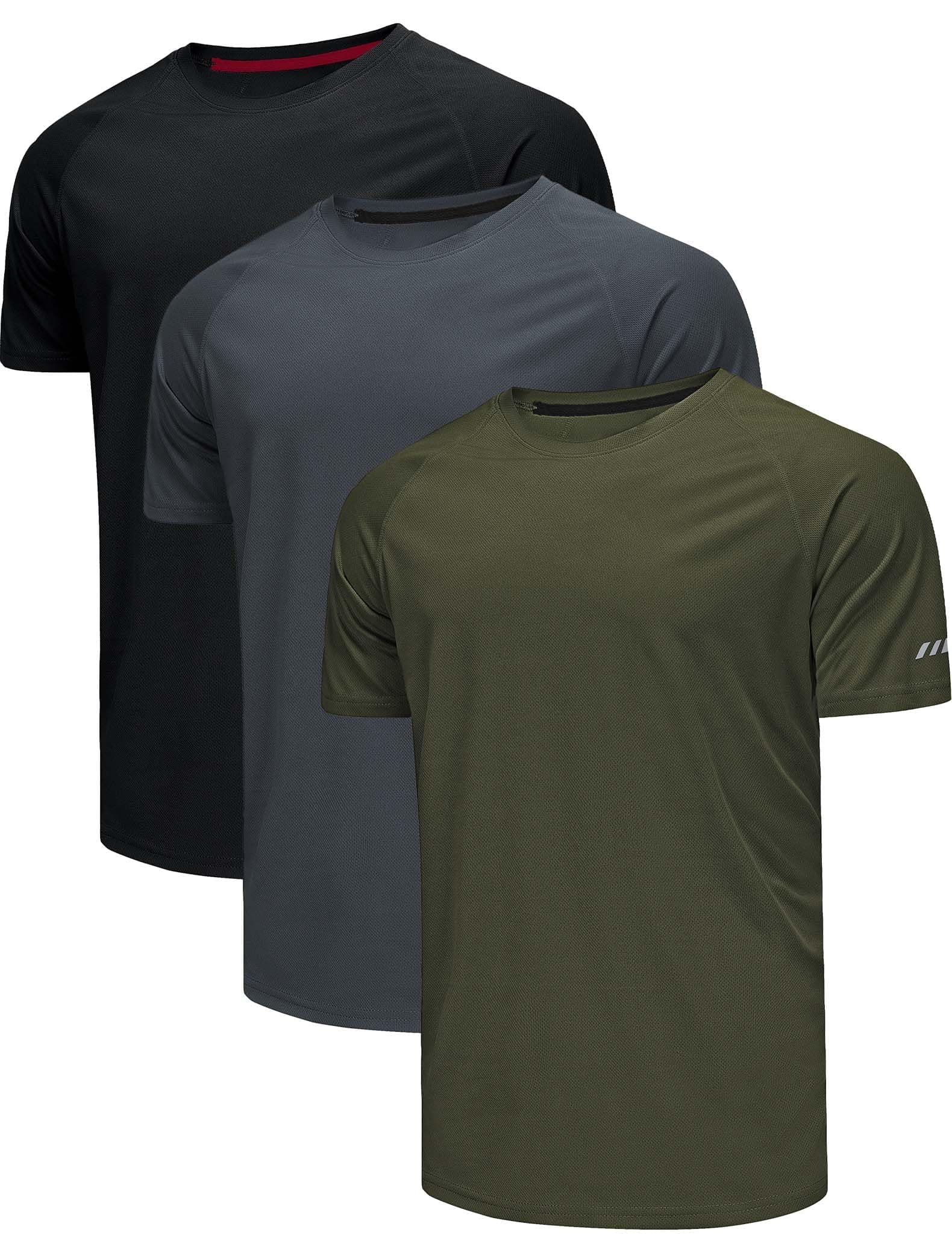 3er Pack T-Shirts Für Herren Fitness Sport Tshirts Herren Funktionsshirt Laufshirt Herren Kurzarm Sommer Fitnessshirt Trainingsshirt Sport Kleidung Männer Atmungsaktive Shirts 3XL Schwarz Grau Grün Angebot bei HelloDeals