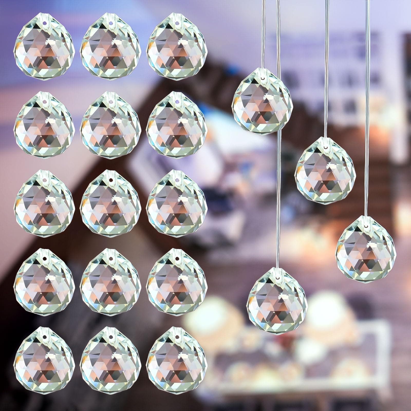 20 Stück Sonnenfänger Kristall, 20mm Kristalle zum aufhängen, Prisma | Suncatcher für Kronleuchter, Fenster Ornament, Handwerk Deko Angebot bei HelloDeals