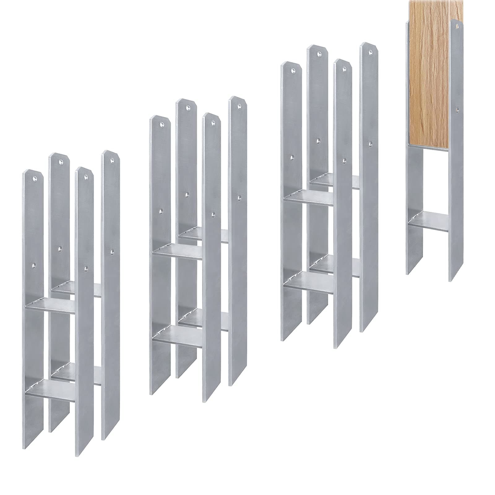 Aufun 6 Stück H-Pfostenträger in Ausführung 101mm H-anker H-Form Stahlträger- 600 mm Länge, Materialstärke 5mm (6 Stück 101mm) 101x600 6 Stück Angebot bei HelloDeals