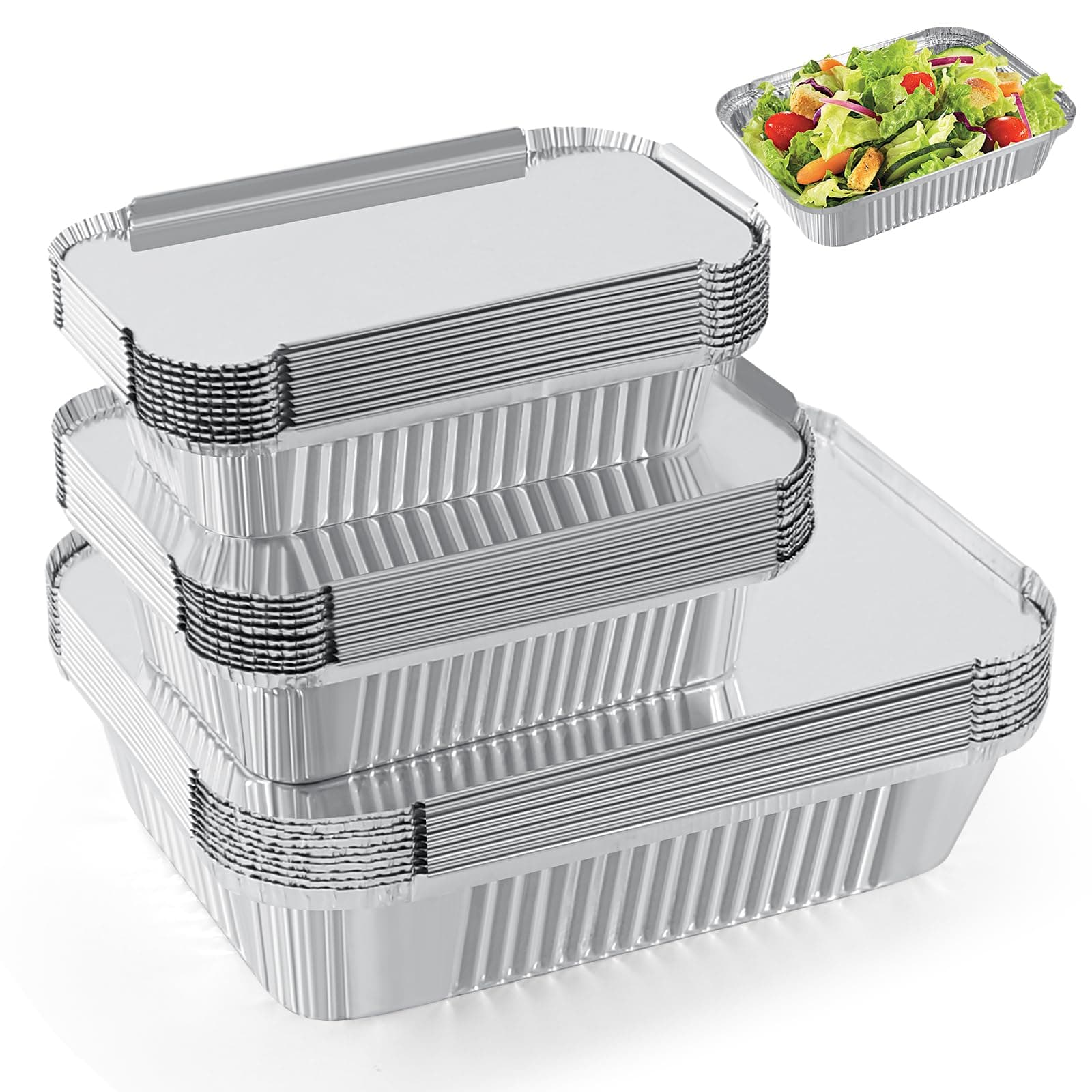 30 Stück Aluschalen Grill,Grillschalen Aluminium 1750ml/700ml/410ml,Aluschalen Mit Deckel,Alu Grillschalen Wiederverwendbar,Grill Aluschalen Für Kochen (Silber-255-30 Stück/mit Deckeln) Silber-255-30 Stück /mit Deckeln Angebot bei HelloDeals