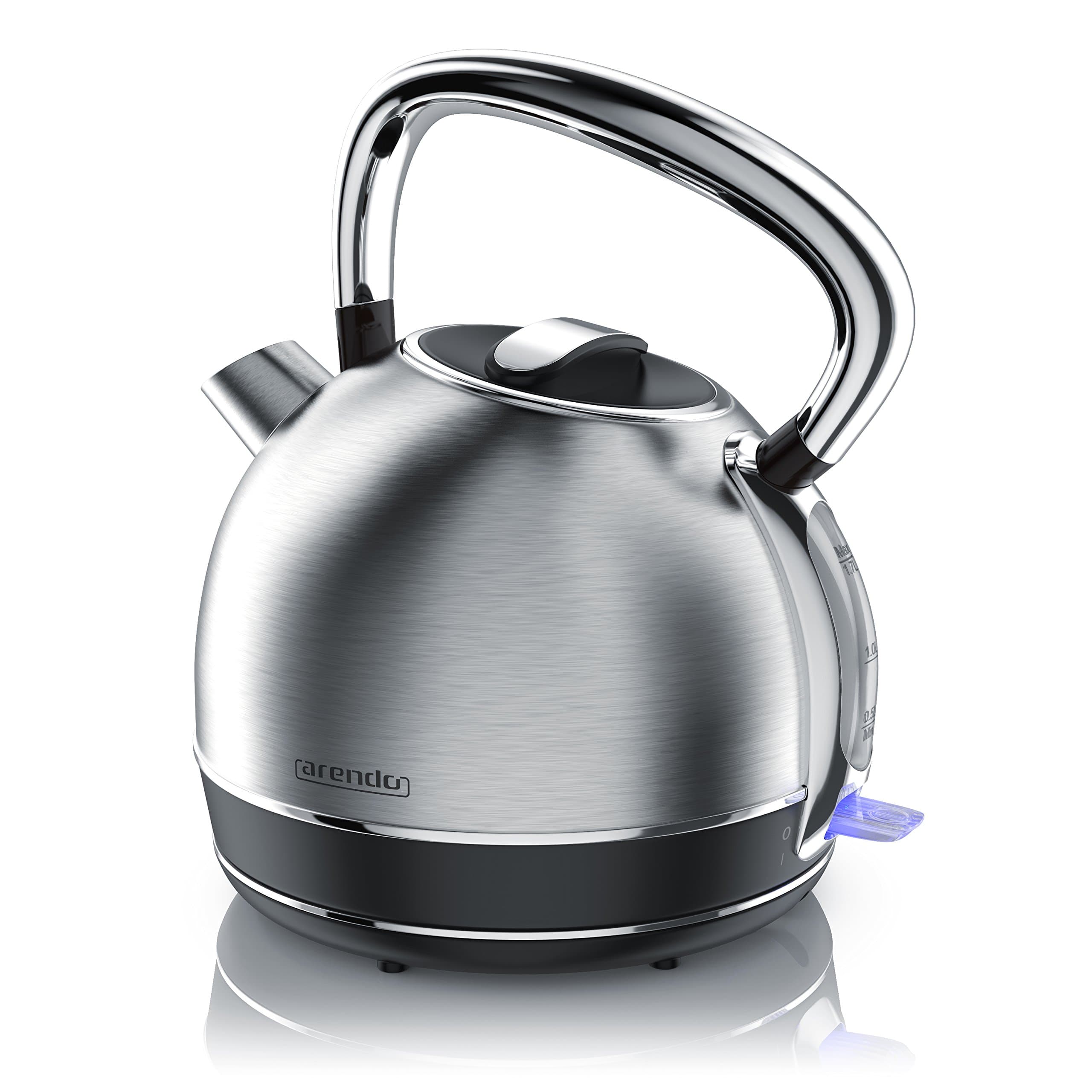 Arendo - Retro Edelstahl Wasserkocher Teekessel im Vintage Style - max. 2200 Watt - austauschbarer Kalkfilter - Füllmenge max. 1.7 Liter - automatische Abschaltung - Silber Edelstahl gebürstet - GS C: Silber Angebot bei HelloDeals