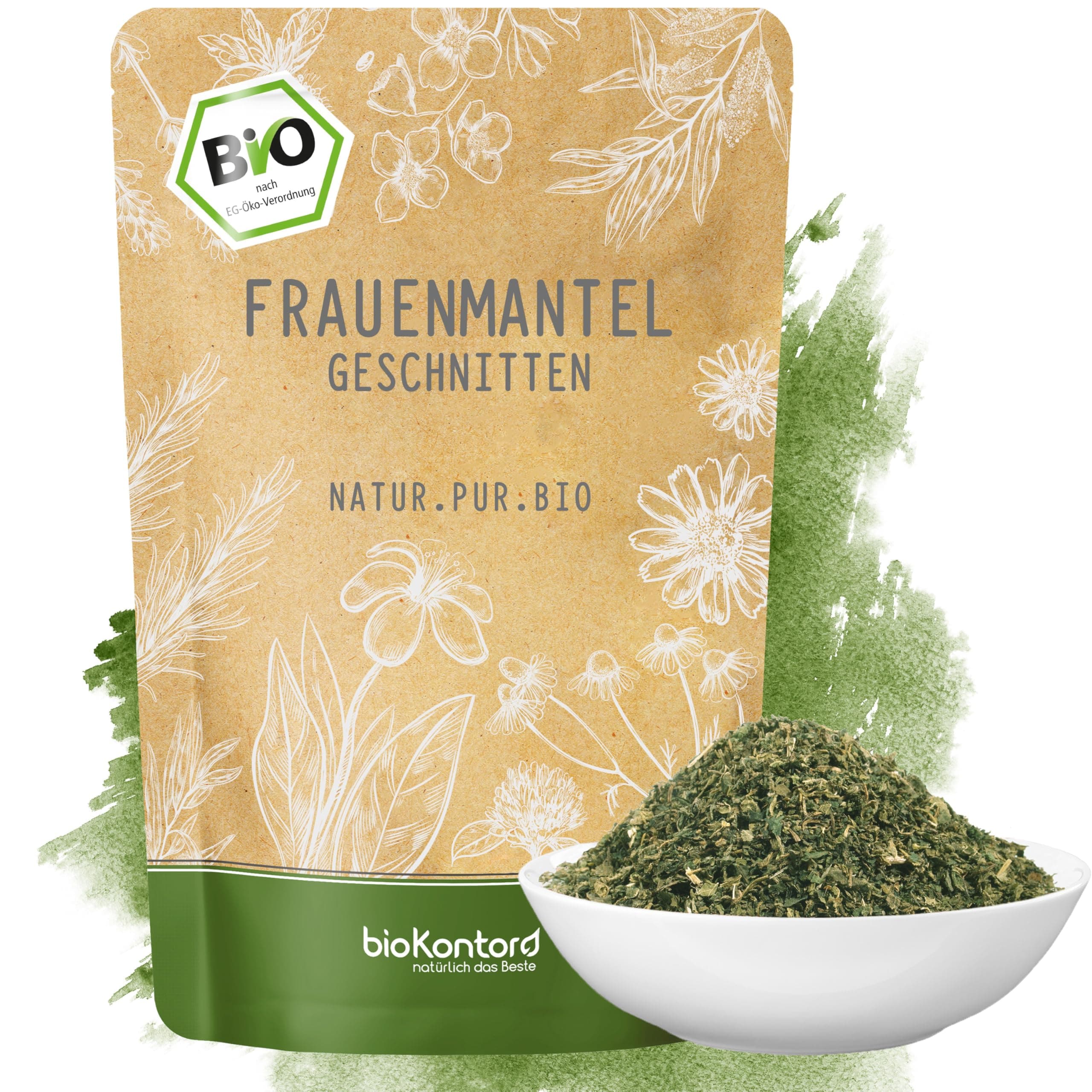 bioKontor – BIO Frauenmanteltee 100g – geschnitten – 100% naturbelassen | deutsche Handabfüllung – aus biologischem Anbau – Frauenmantelkraut – Kräutertee lose – Frauenmantel Tee 100 g (1er Pack) Angebot bei HelloDeals