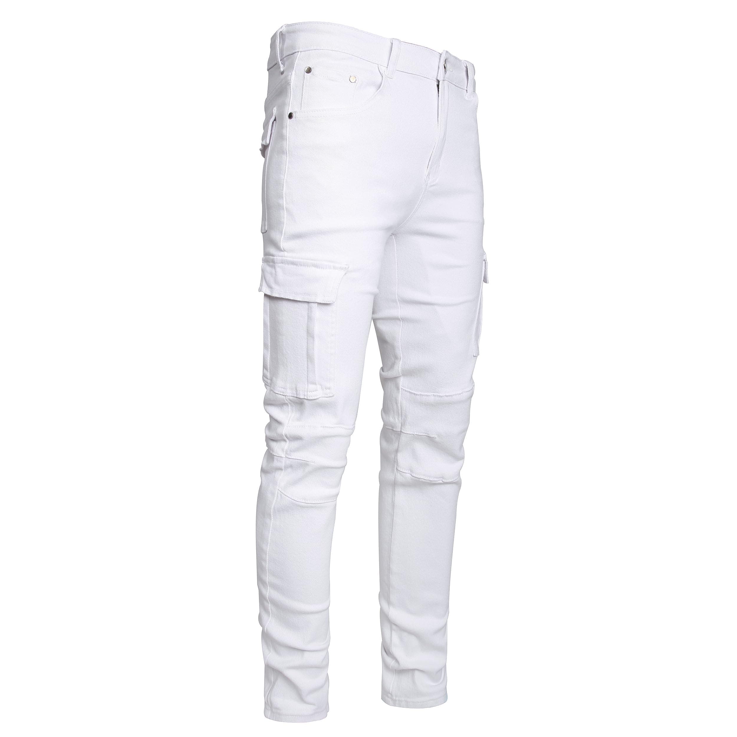 Herren Slim Fit Stretch Jeans Zerrissene Röhrenjeans für Männer, Distressed Destroyed Regular Straight Leg Fashion Comfort Flex Waist Jeanshose, Teenager Lässige Mode Skinny Cargo Designer Denim Hose 30 B#weiß Angebot bei HelloDeals