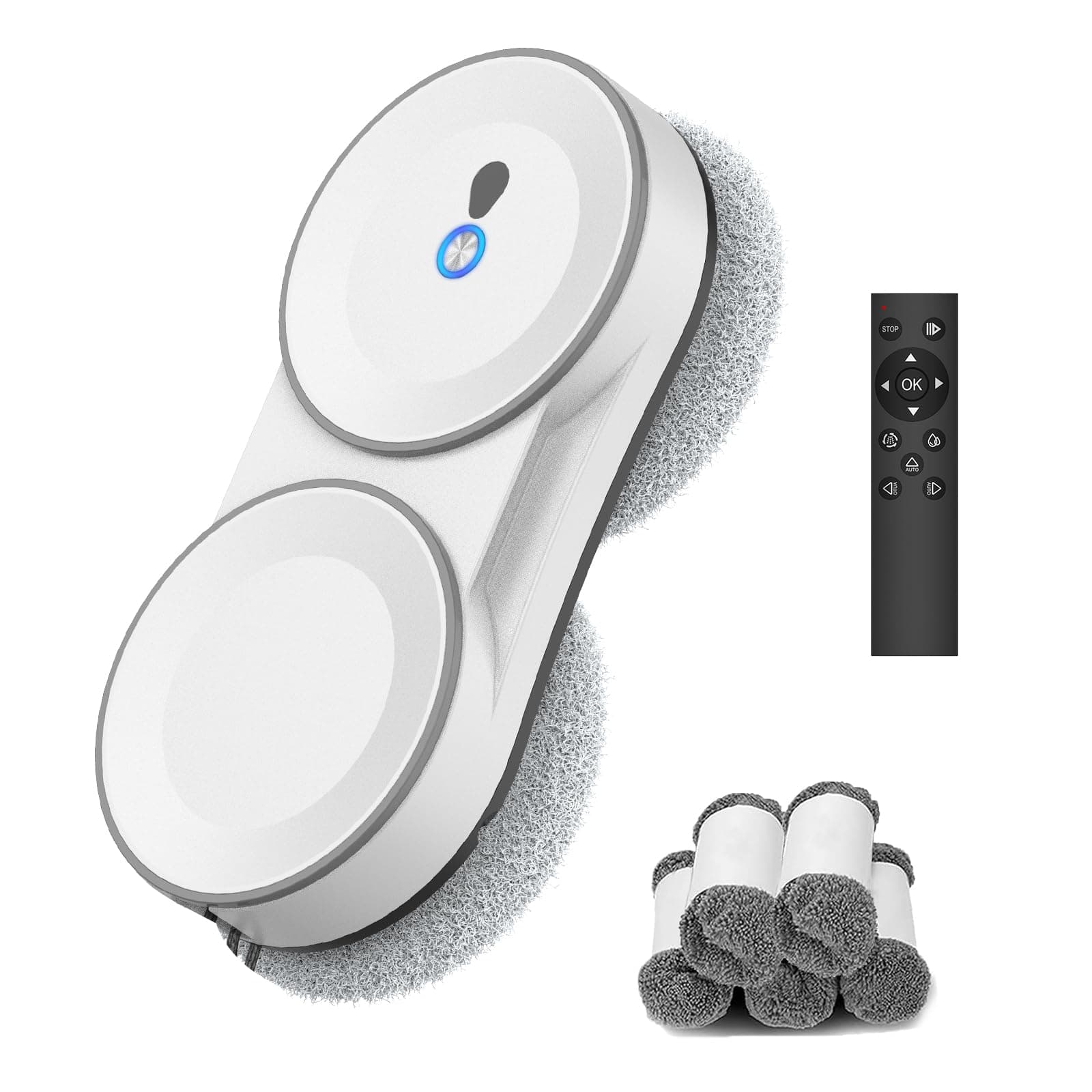 Fensterputzroboter, 5600 Pa Fensterroboter mit Fernbedienung, 3 Reinigungsmodi, mit Automatische Doppel-Sprühfunktion, Intelligente Navigation, mit 60ML Tank, für Glas und Glastüren (Weiß B) Angebot bei HelloDeals