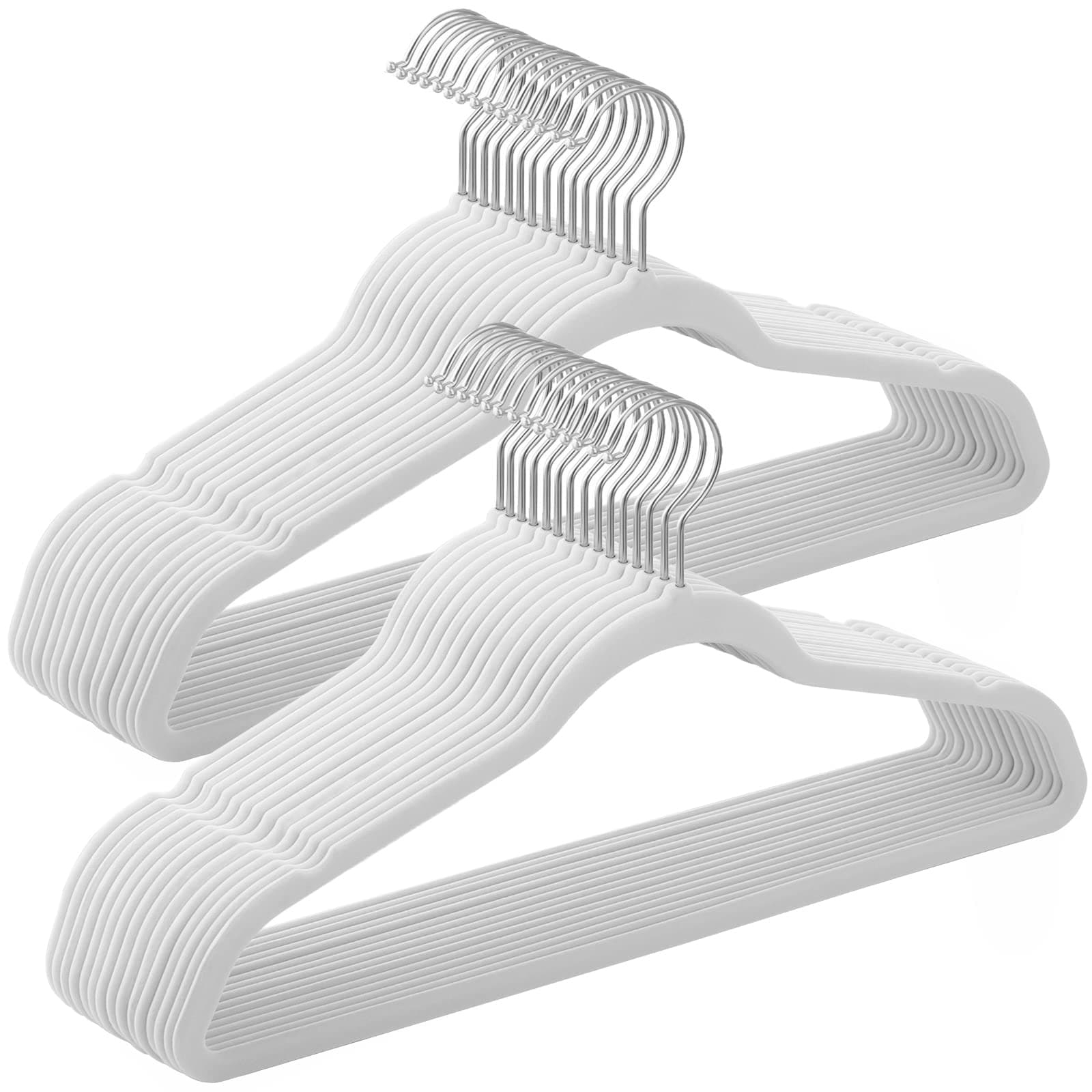 SONGMICS Kleiderbügel Samt, 30er Set, Bügel, Jackenbügel, 41,5 cm breit, Anzugbügel, dünn, gut belastbar, um 360° drehbarer Haken, für Mäntel, Hemden und Anzüge, weiß CRF026W02 30 Stück Weiß Angebot bei HelloDeals
