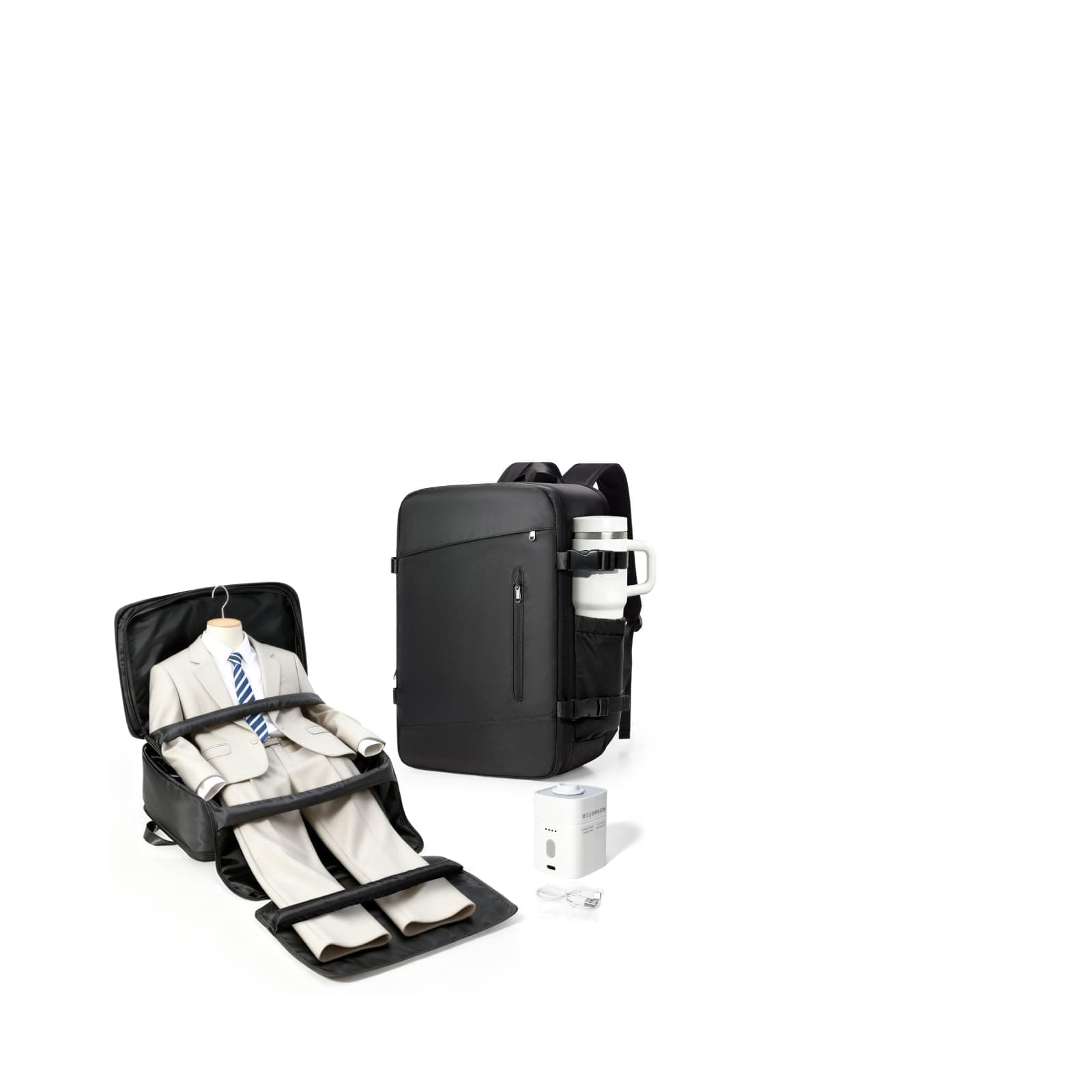 Vakuum Reisen Rucksack mit Vakuumsystem Handgepäck Flugzeug Tasche Airbag | Vacuum Reiserucksack mit Pumpe Laptop Travel Backpack Wasserdicht Tagesrucksack mit Separates Anzugfach Damen Herren Schwarz Groß - mit Vakuumkompression G-schwarz Angebot bei HelloDeals