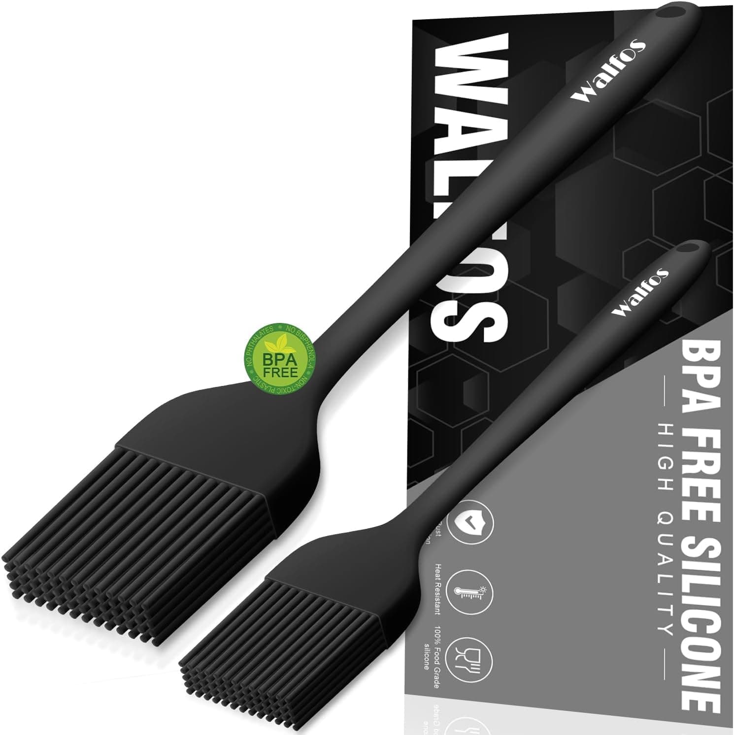 Walfos Silikon Backpinsel, 2er Set (21+25.5cm), hitzebeständiger Silikon Backpinsel Küchenpinsel zum Kochen BBQ Grillen, Silikonpinsel in Lebensmittelqualität und BPA frei 2pcs Mittel+klein(21+25.5cm) Angebot bei HelloDeals