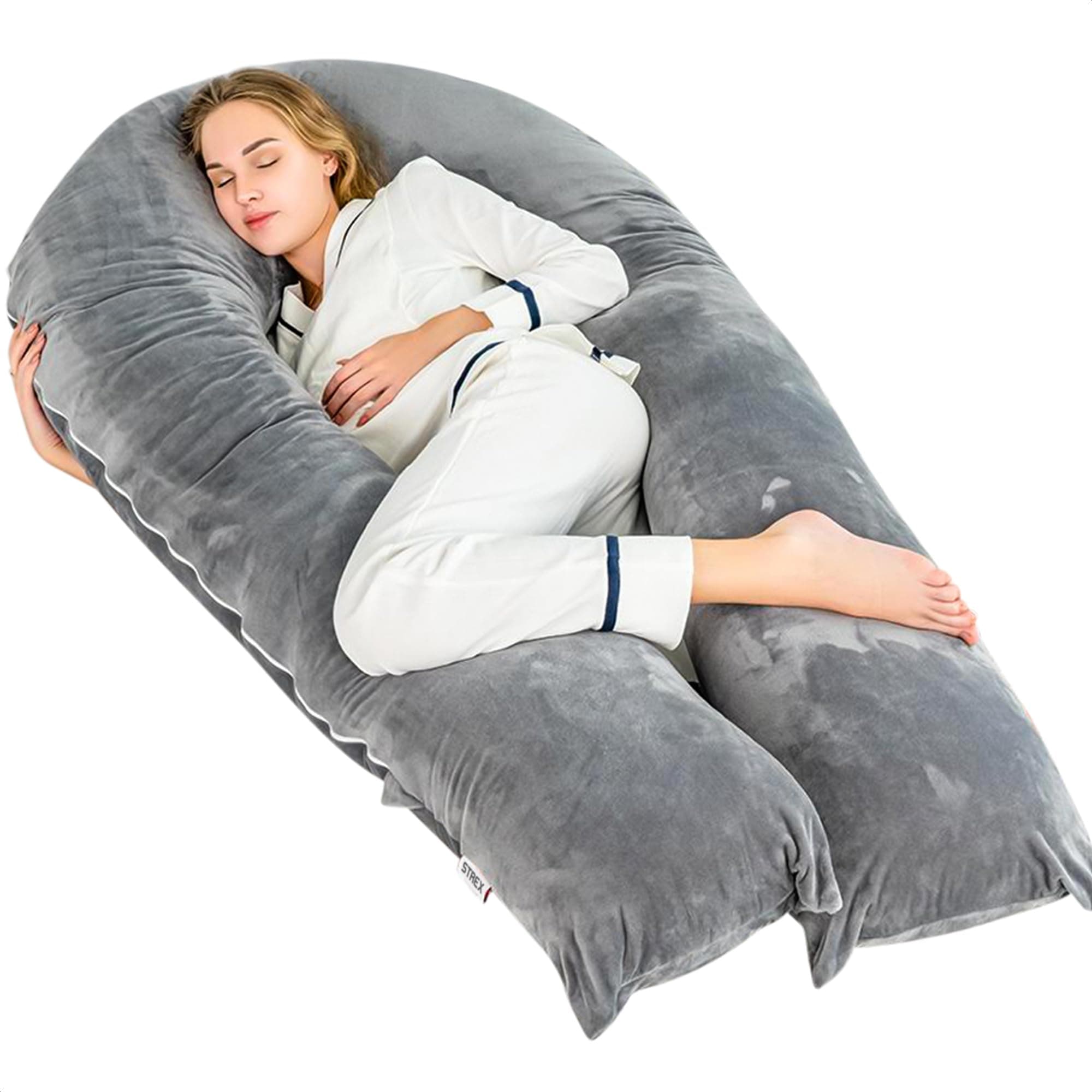 Strex Schwangerschaftskissen XXL - 280cm - Abnehmbarer Bezug - Seitenschläferkissen/Body Pillow/Körperkissen/Stillkissen 140 x 80 Angebot bei HelloDeals