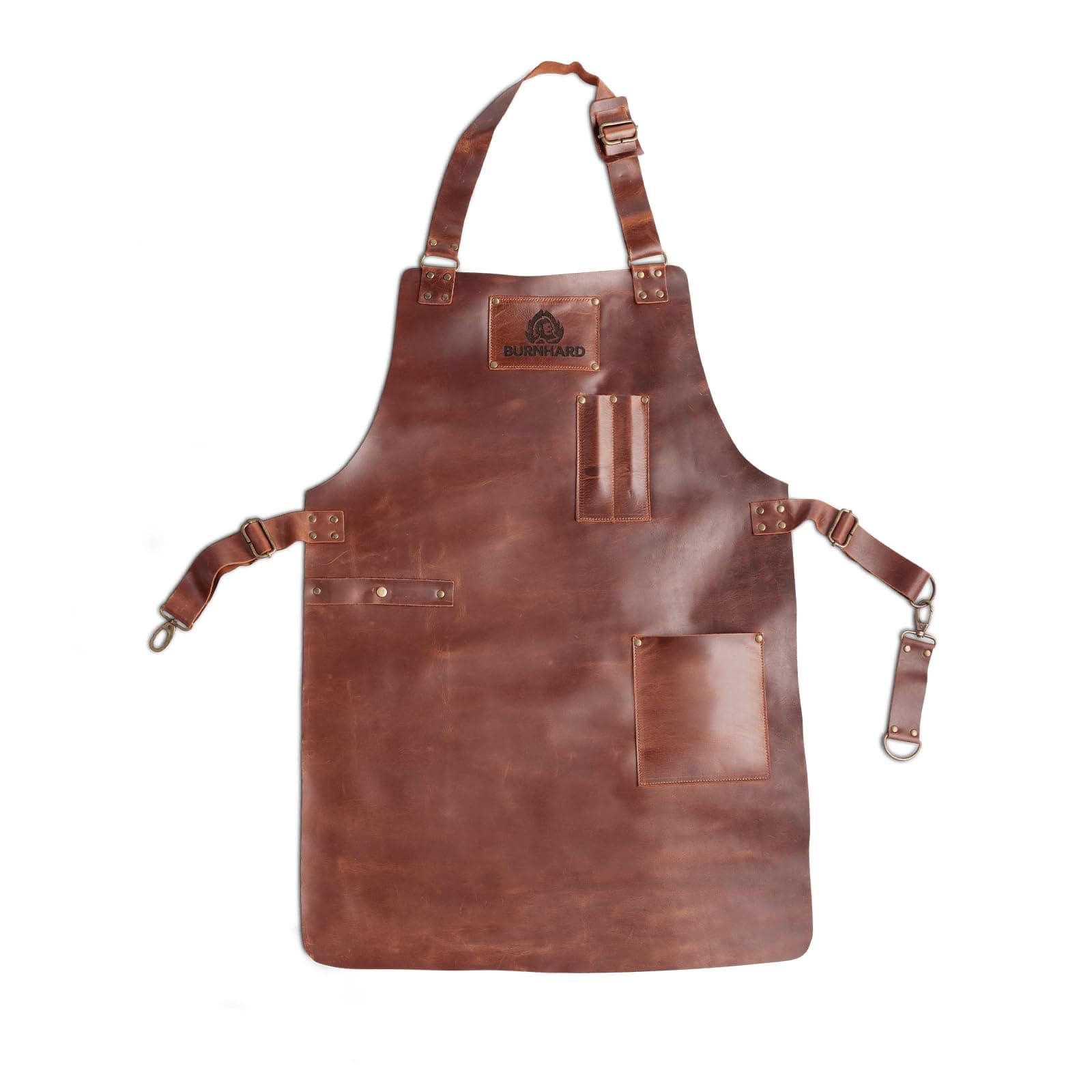 BURNHARD® Grillschürze Leder Braun, Lederschürze 100% Büffelleder | Größenverstellbar, BBQ-Schürze mit Taschen, Kochschürze Angebot bei HelloDeals