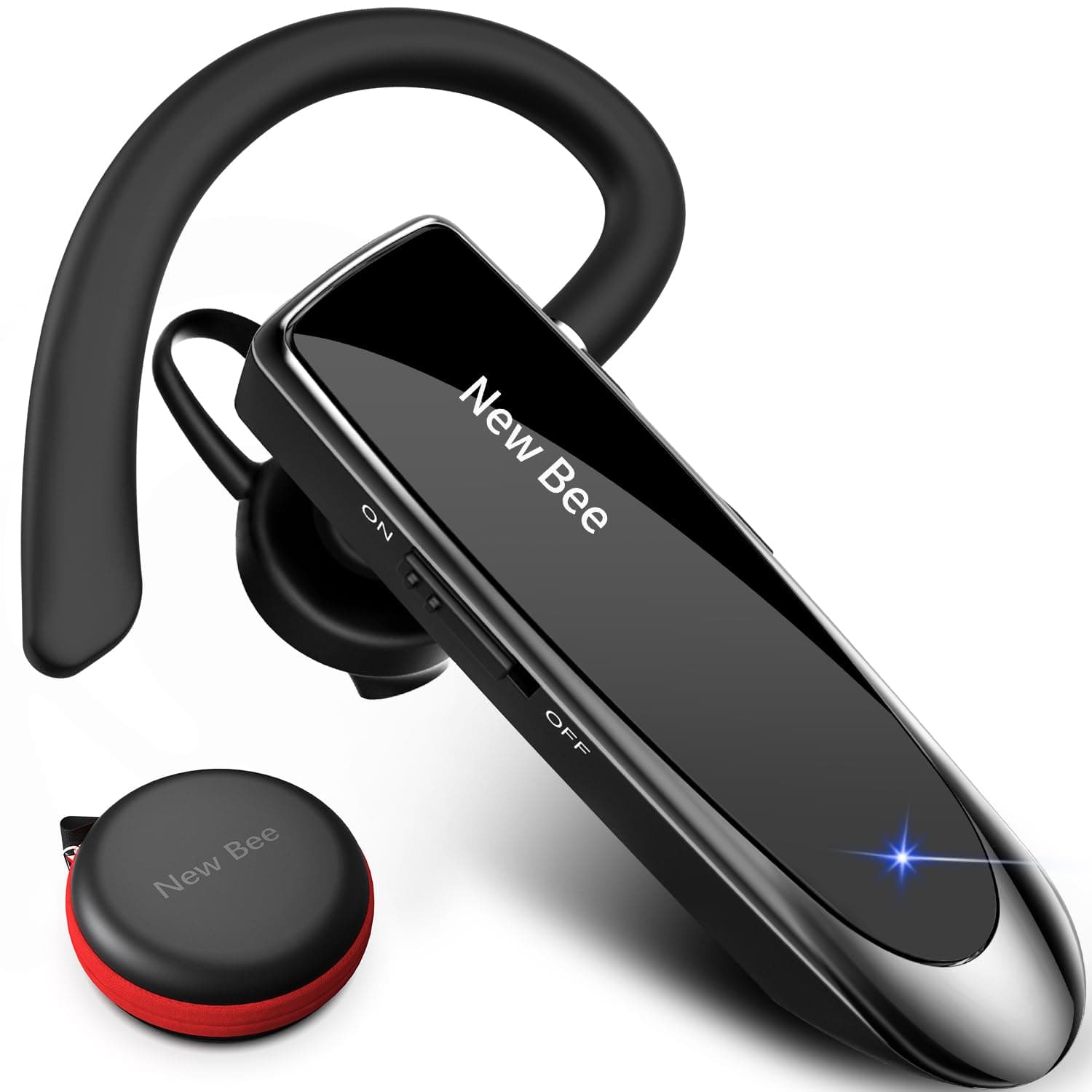 New Bee Bluetooth Headset Wireless Freisprech Telefon | Bluetooth-Headset mit Mikrofon für iPhone Samsung Huawei mit 60 Tage Standby Schwarz black Angebot bei HelloDeals