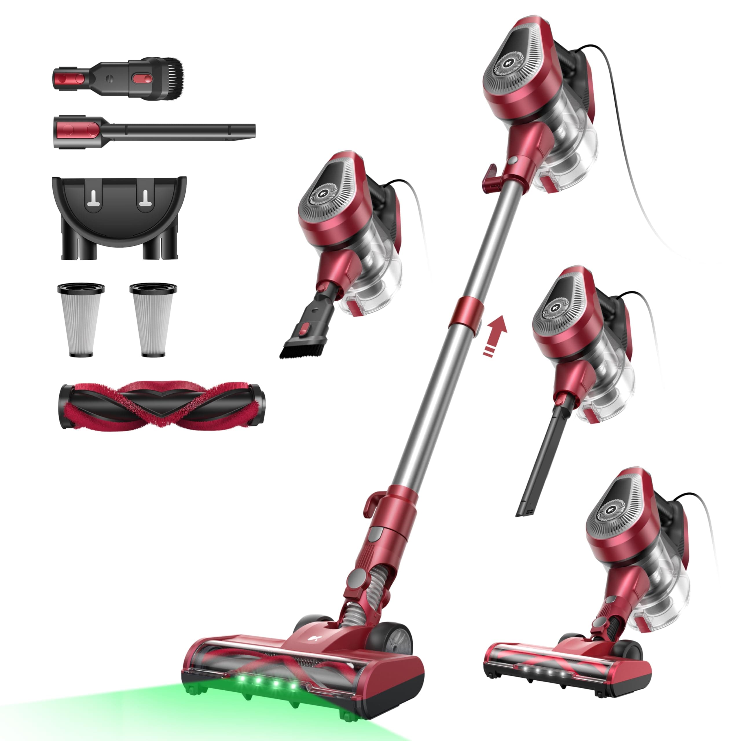 Vexilar C8 Staubsauger mit Kabel, 60KPa/600W Staubsauger Beutellos, 1,5L, 7M Kabel, Selbststehend, Anti-Tangle-Bürste für Tierhaare/Teppiche/Hartböden Weinrot Angebot bei HelloDeals