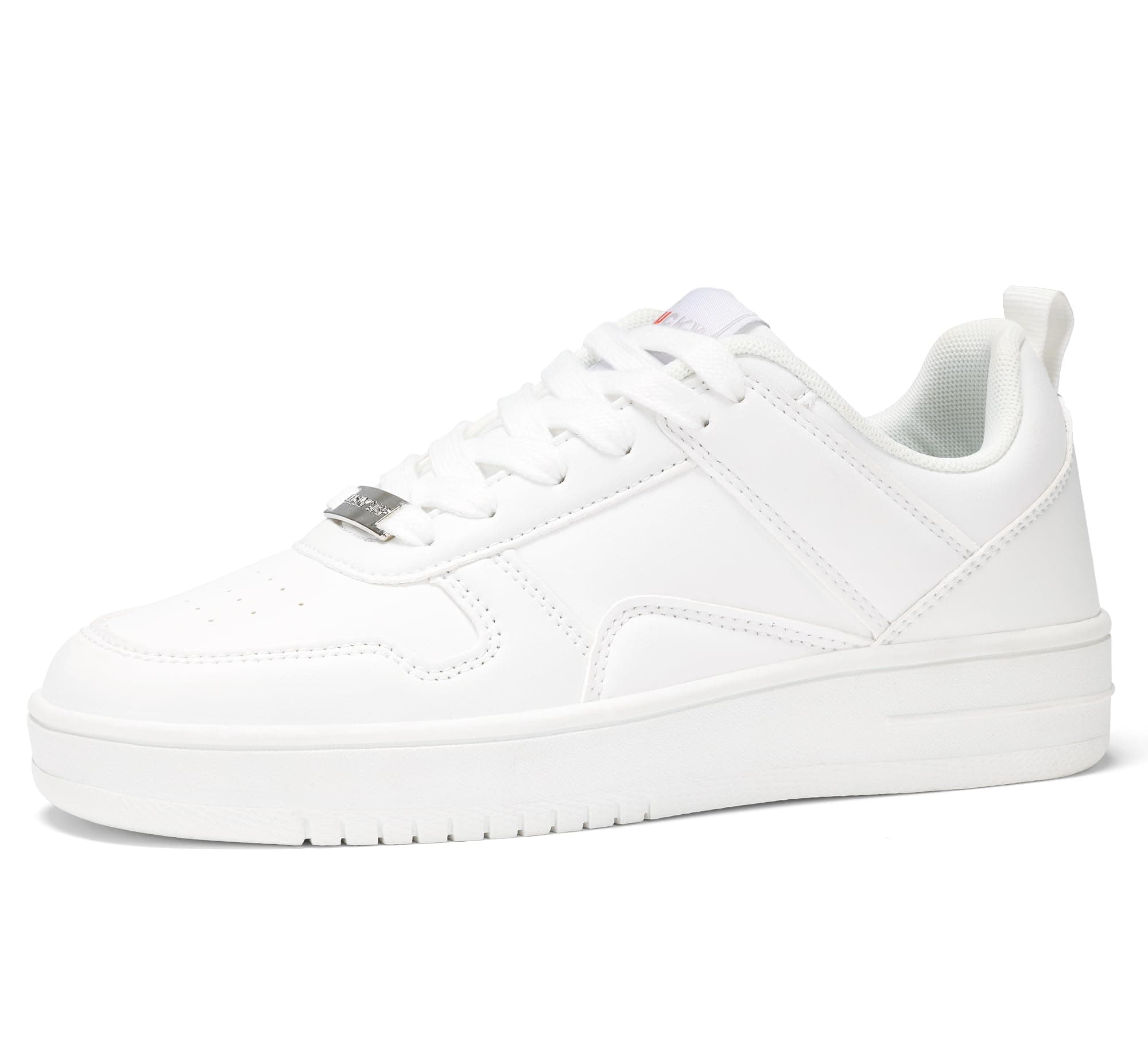 LUCKY STEP Damen-Sneaker mit Glitzernden Strasssteinen, Leder Low-Top Sneaker zum Schnüren, Lässige, Bequeme Walkingschuhe 38 EU Ganz Weiß Angebot bei HelloDeals