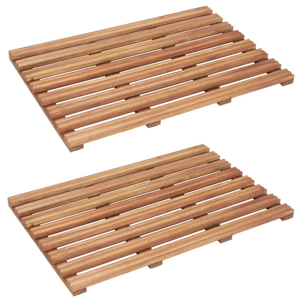 vidaXL 2X Akazienholz Massiv Badematte Wasserfest rutschfest Saunamatte Duschmatte Holzmatte Badvorleger Badezimmermatte Matte 56x37cm Angebot bei HelloDeals