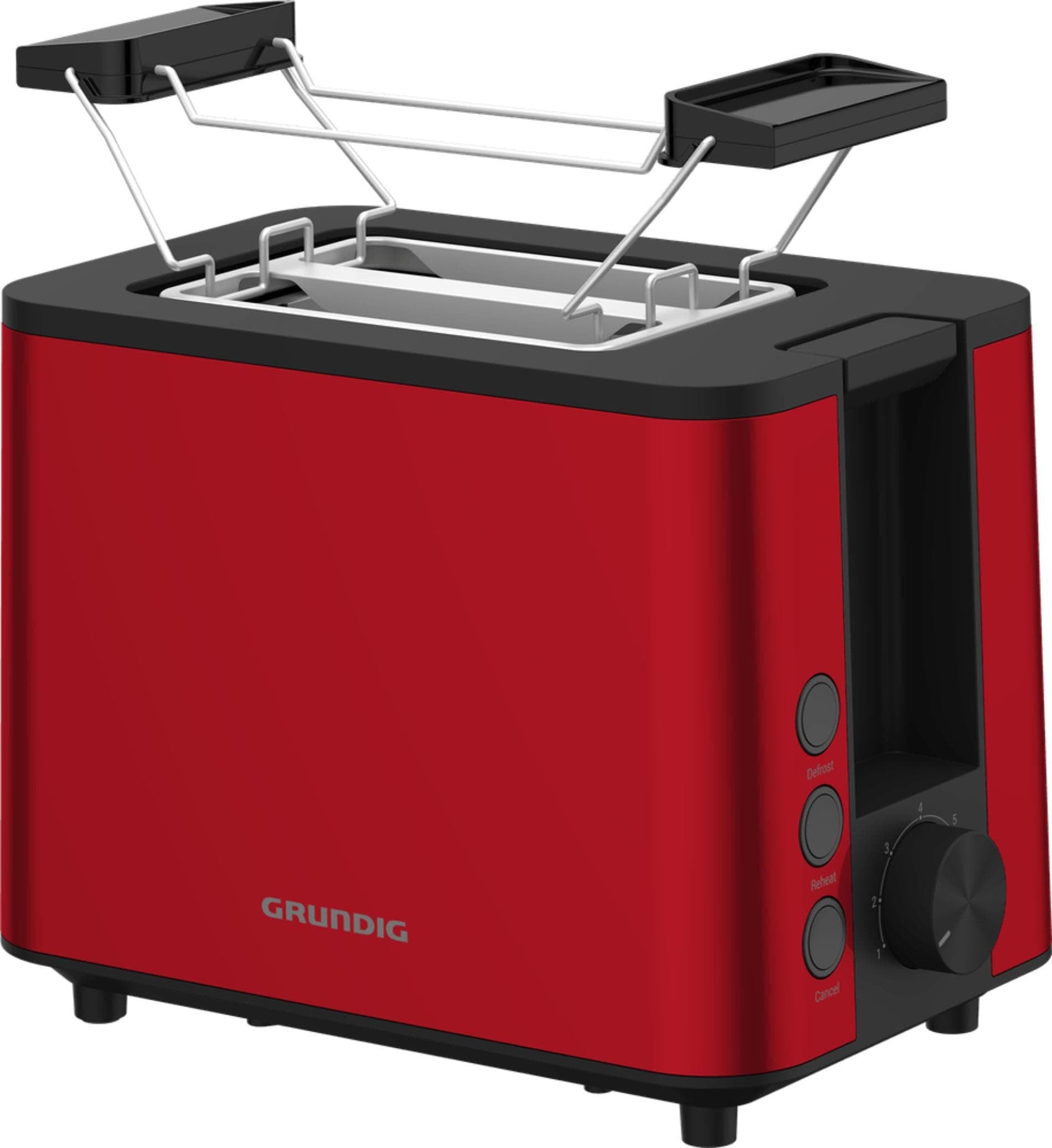 Grundig - TA 8340 Toaster für 2 Scheiben - 950 Watt Leistung - Variable Röstgradkontrolle - Auftau- und Aufwärmfunktion - Integrierter Brötchenaufsatz - Edelstahl-Gehäuse - Rot Style 2024 Angebot bei HelloDeals