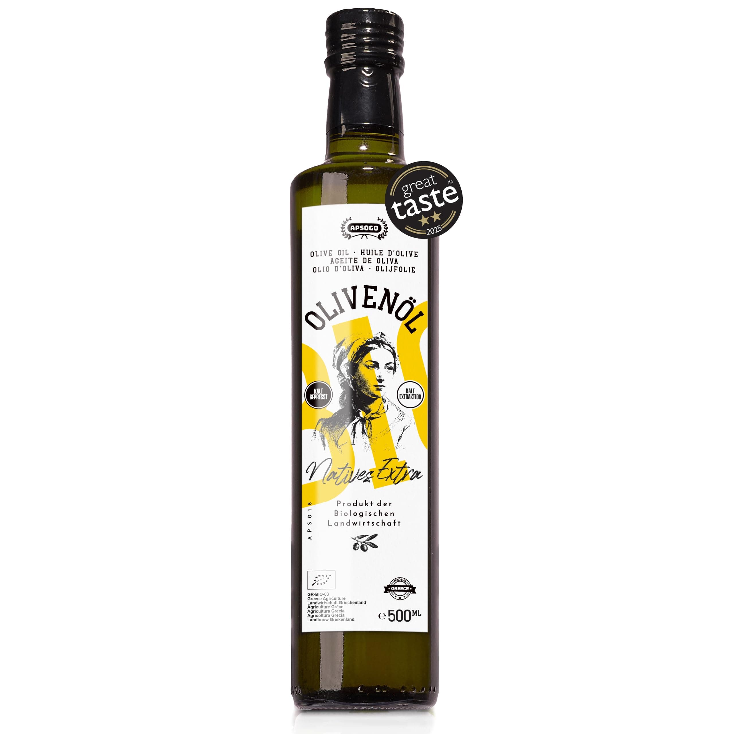Apsogo Bio Olivenöl Nativ Extra - EVOO aus Kreta, Griechenland, 500ml Angebot bei HelloDeals