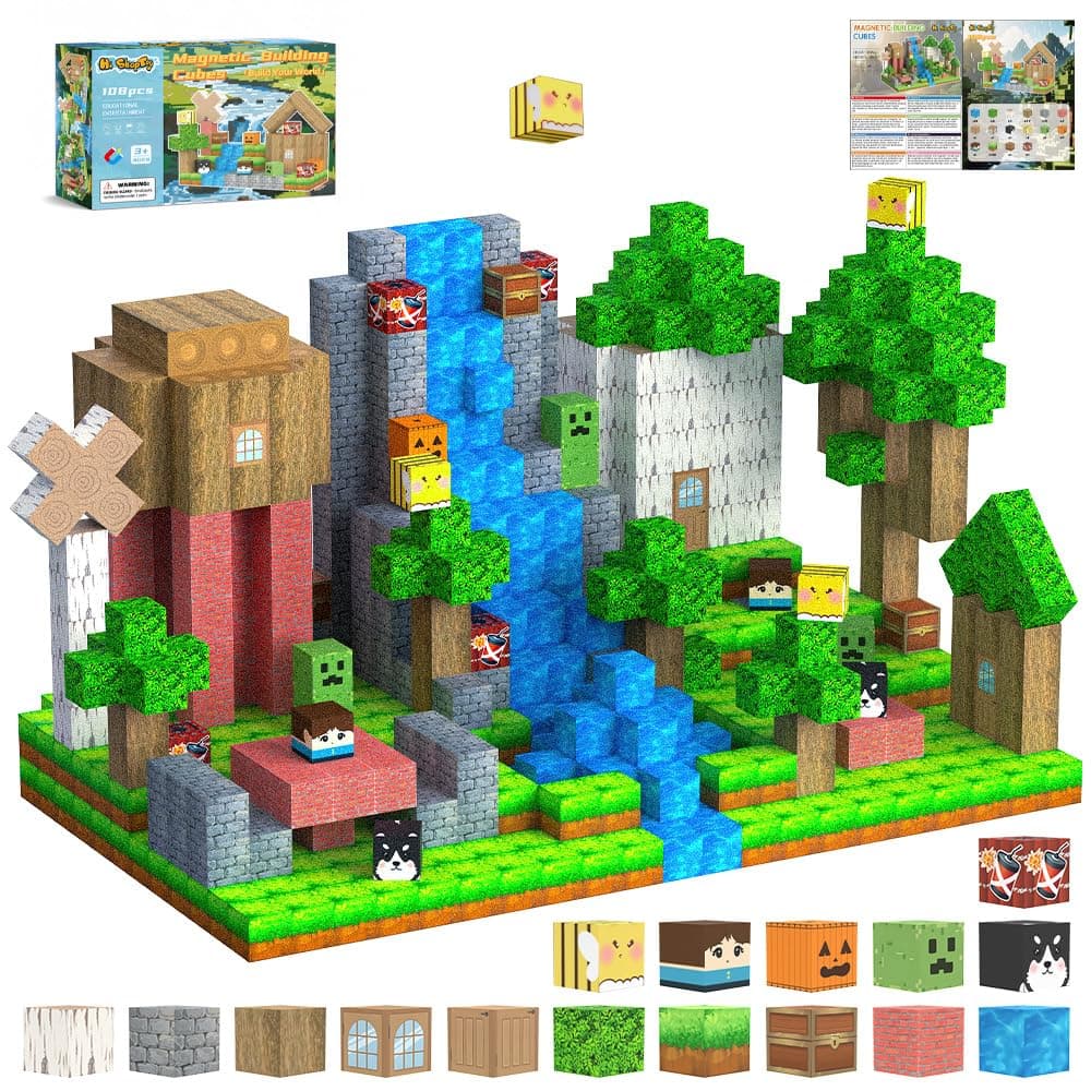 Magnetische Bausteine 108 Teile Magnetbausteine Magnetblöcke Magnete Kinder ab 3 4 5 6 7 8 9 Jahre Montessori Spielzeug Kreatives für Jungen Mädchen Geburtstag Geschenk Bauwelt Angebot bei HelloDeals