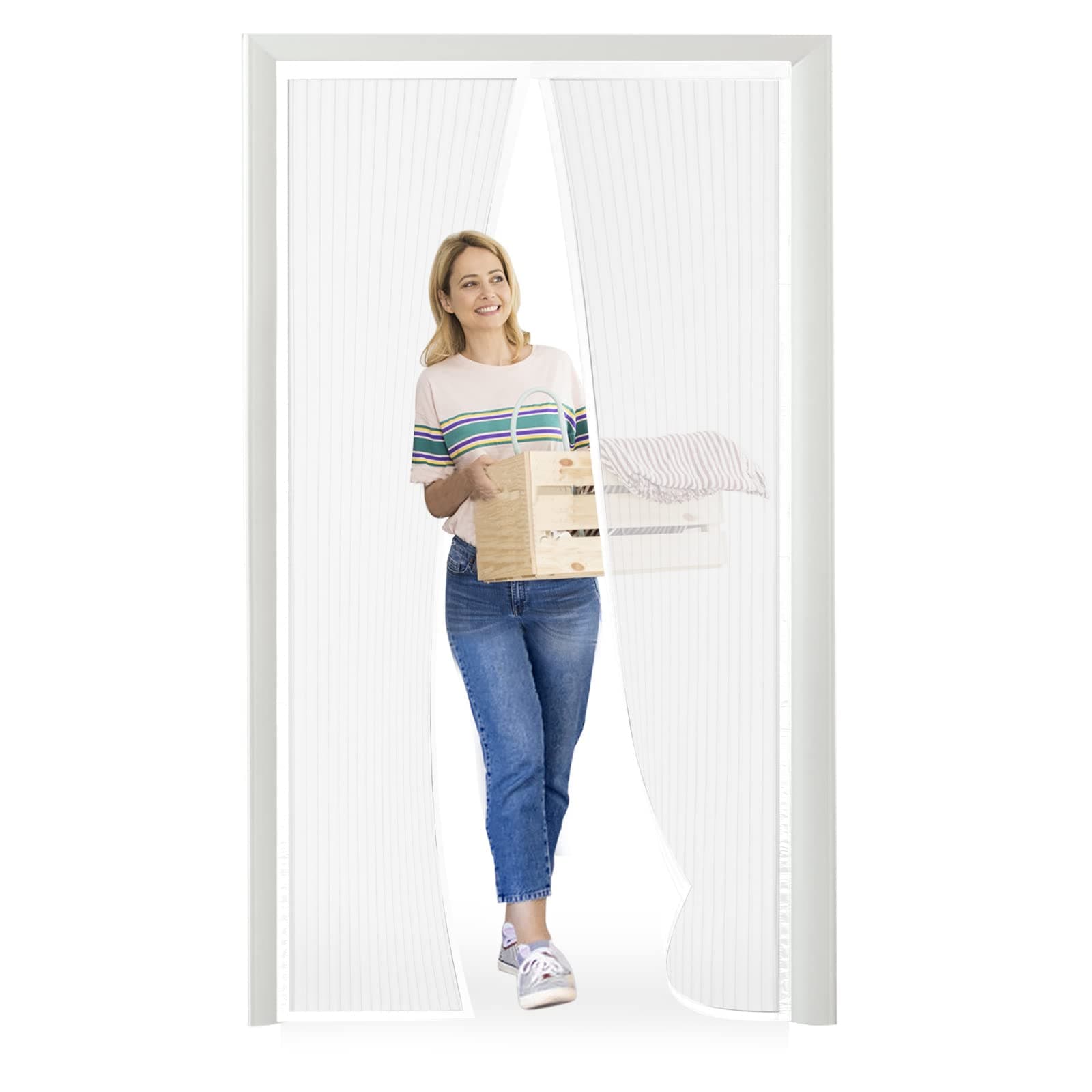 Fliegengitter Tür 90x230cm, Meet Beauty Fliegengitter Balkontür Weiß, Magnet Insektenschutz für Einfache Montage Ohne Bohren 90 x 230 cm Weiß Angebot bei HelloDeals
