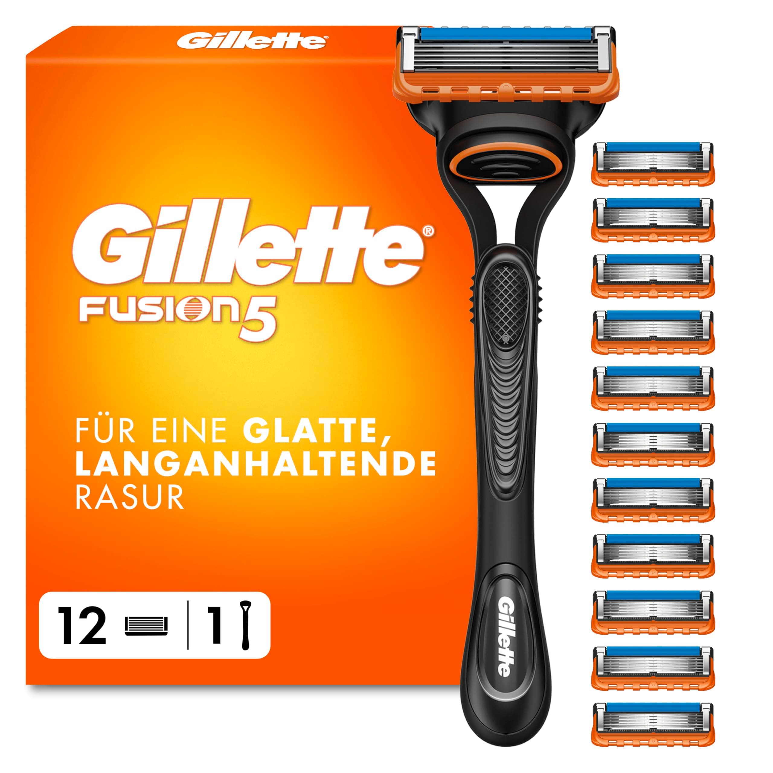 Gillette Fusion 5 Rasierer Herren, Nassrasierer, Metall, Schwarz Rasierer + 12 Klingen Angebot bei HelloDeals