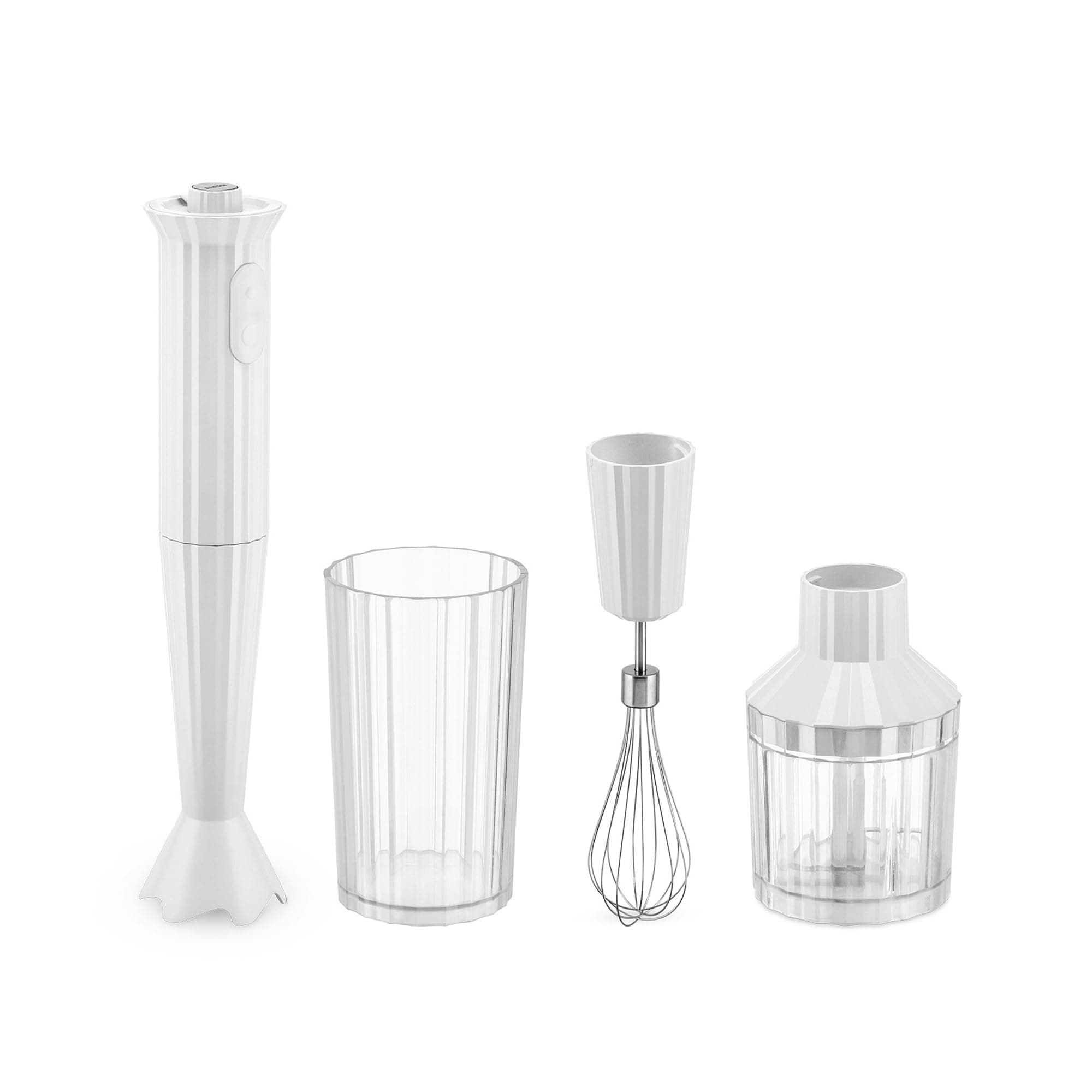 Alessi Plissé MDL10S W - Stabmixer mit Messbecher, Schneebesen und Zerkleinerer, aus Thermoplastischem Harz, Europäischer Stecker 500W, Weiß One size Weiß Angebot bei HelloDeals