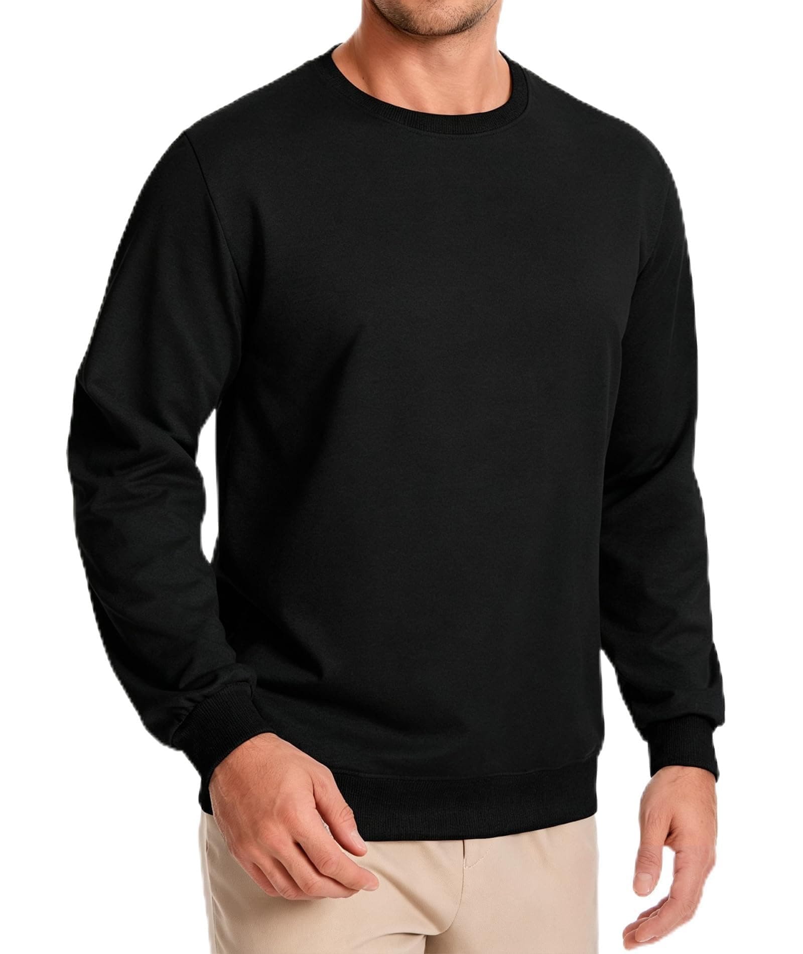 ZITY Herren Sweatshirt mit Rundhalsausschnitt Regular Fit Basic Pullover Casual Langarm Shirts XXL Schwarz Angebot bei HelloDeals