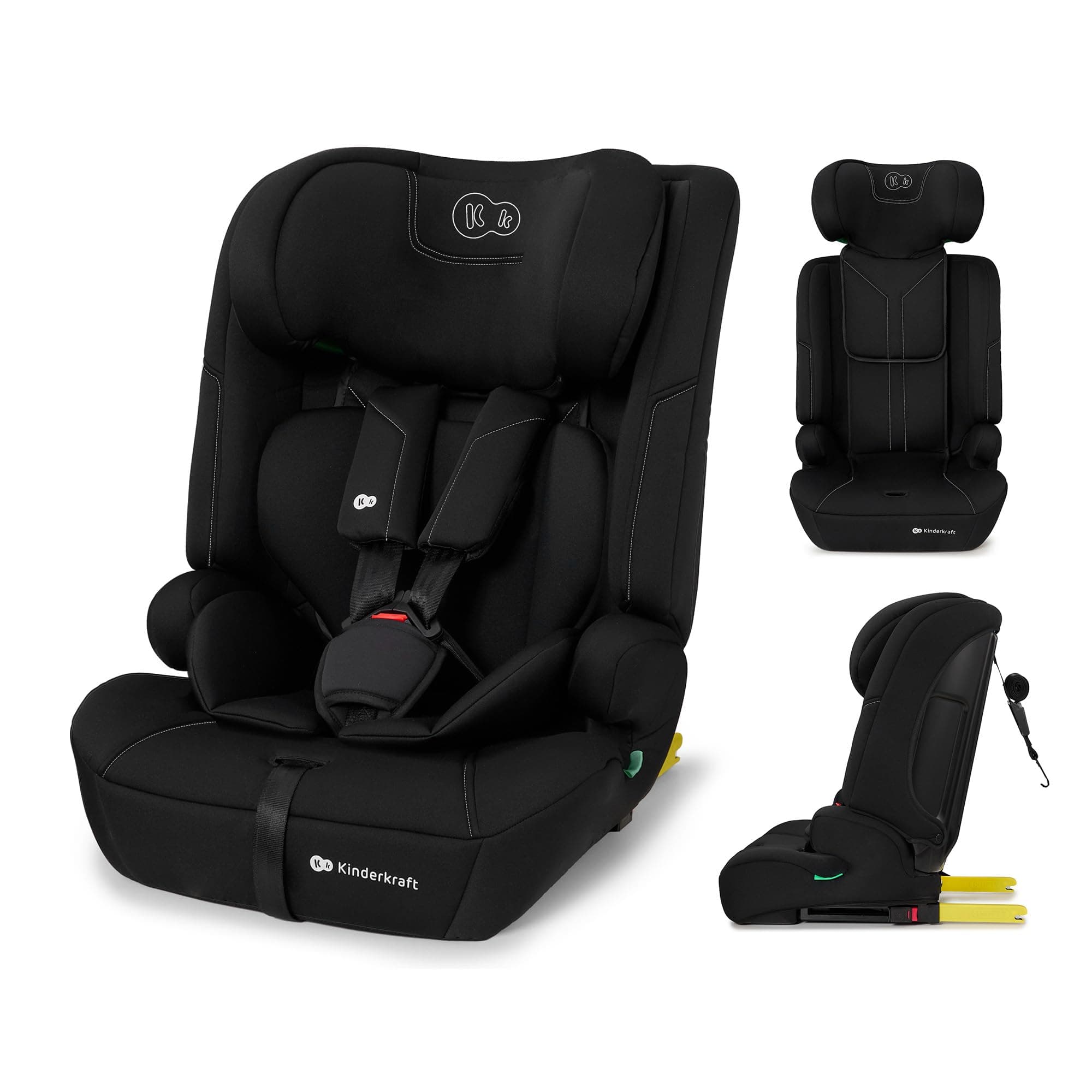 Kinderkraft SAFETY FIX 3 PRO 76-150 cm Kindersitz 9-36 kg, Kinderautositze mit isofix, Einstellung der Kopfstütze und Rückenlehne, extra TOP TETHER, 5 punkt gurte, Schwarz Black SAFETY FIX 3 PRO Angebot bei HelloDeals