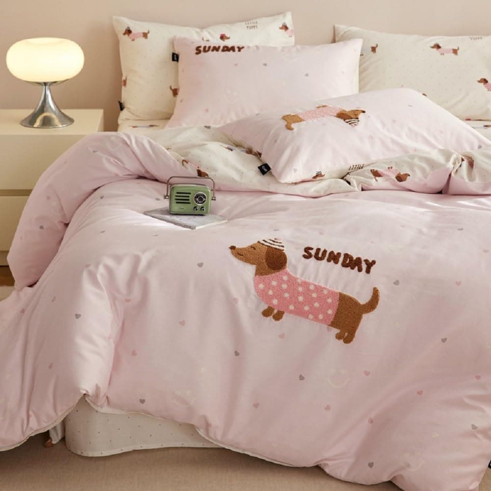 Bettwäsche 200x200 Dackel Rosa Herzen Wendebettwäsche Kinder Mädchen Mjx-rosa Dackel 3tlg.200x200cm+2x 80x80cm Angebot bei HelloDeals